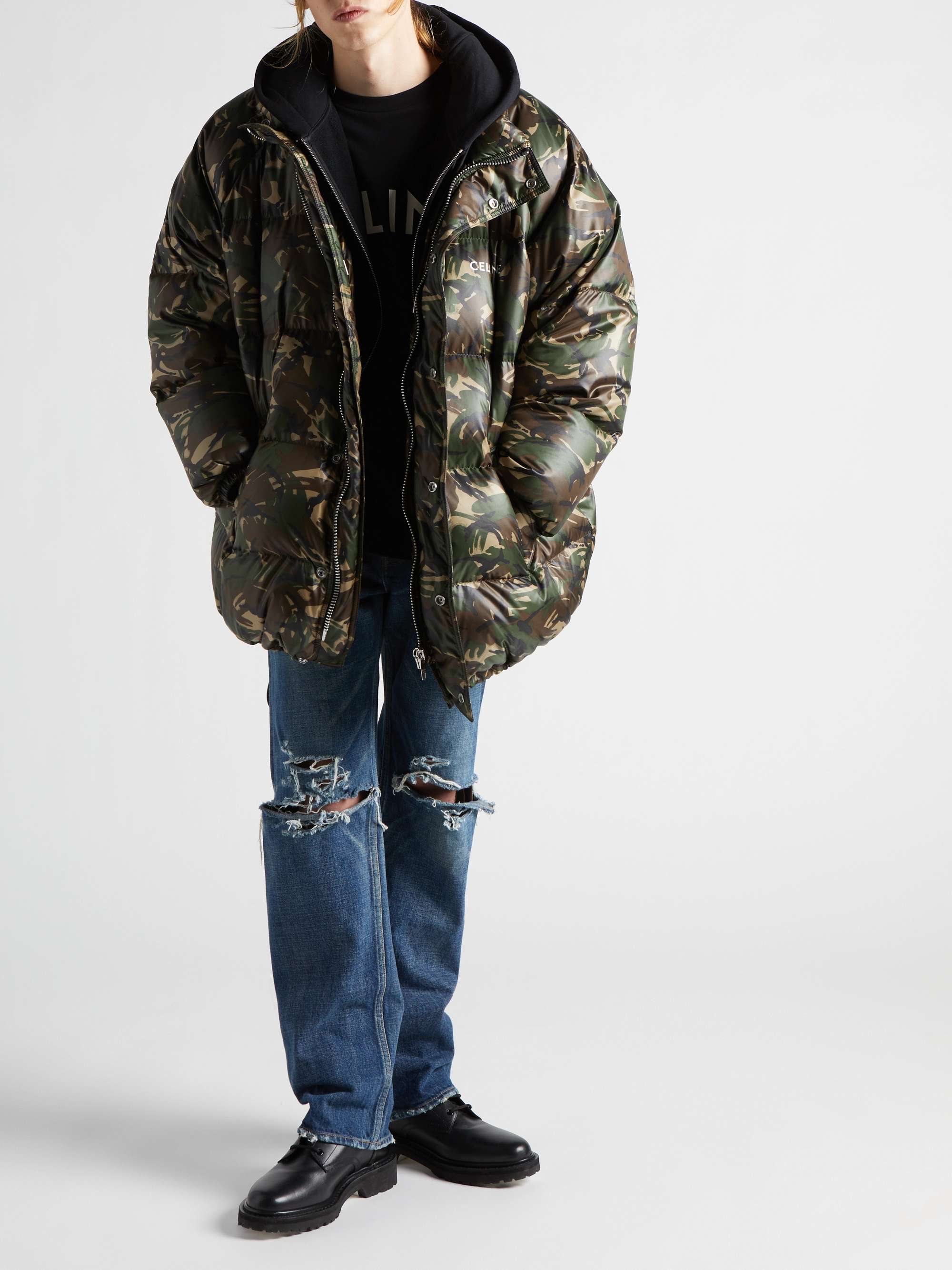 CELINE HOMME Quilted Camouflage-Print Shell Jacket