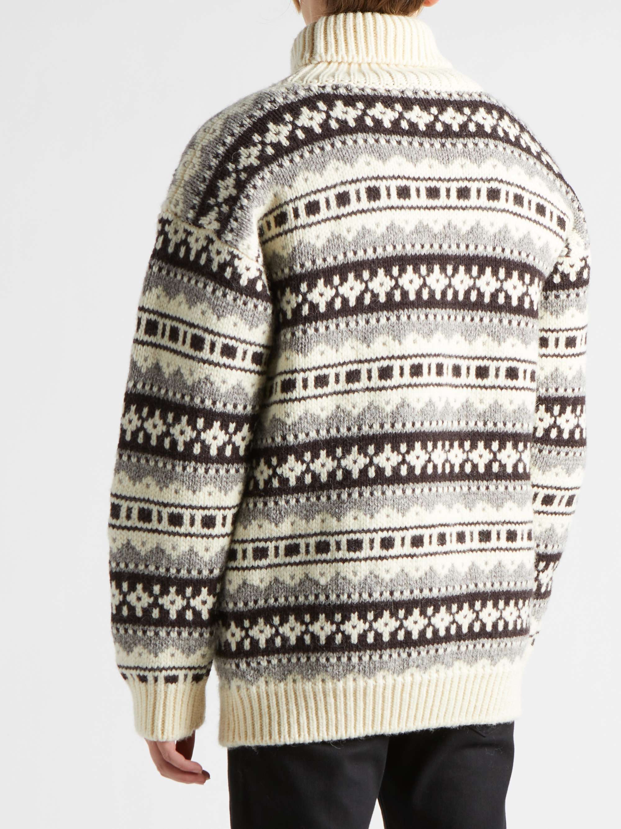 CELINE HOMME Oversized Fair Isle Shetland Wool Rollneck Sweater