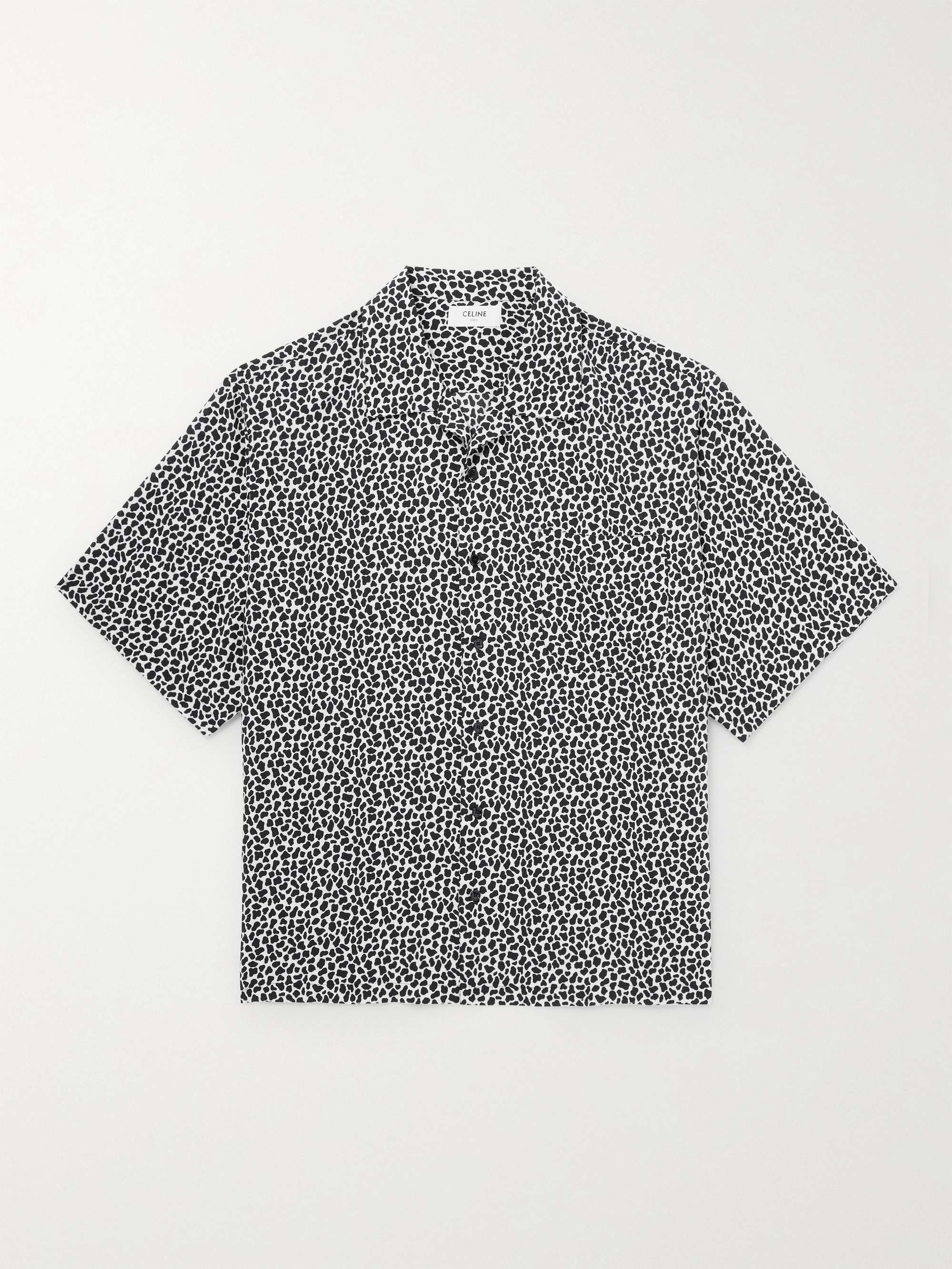 CELINE HOMME Camp-Collar Zebra-Print Woven Shirt