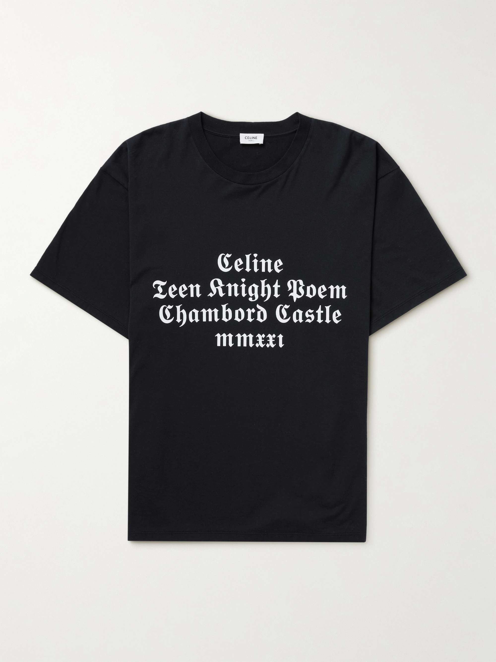 셀린느 옴므 프린팅 티셔츠 CELINE HOMME Printed Cotton-Jersey T-Shirt,Black