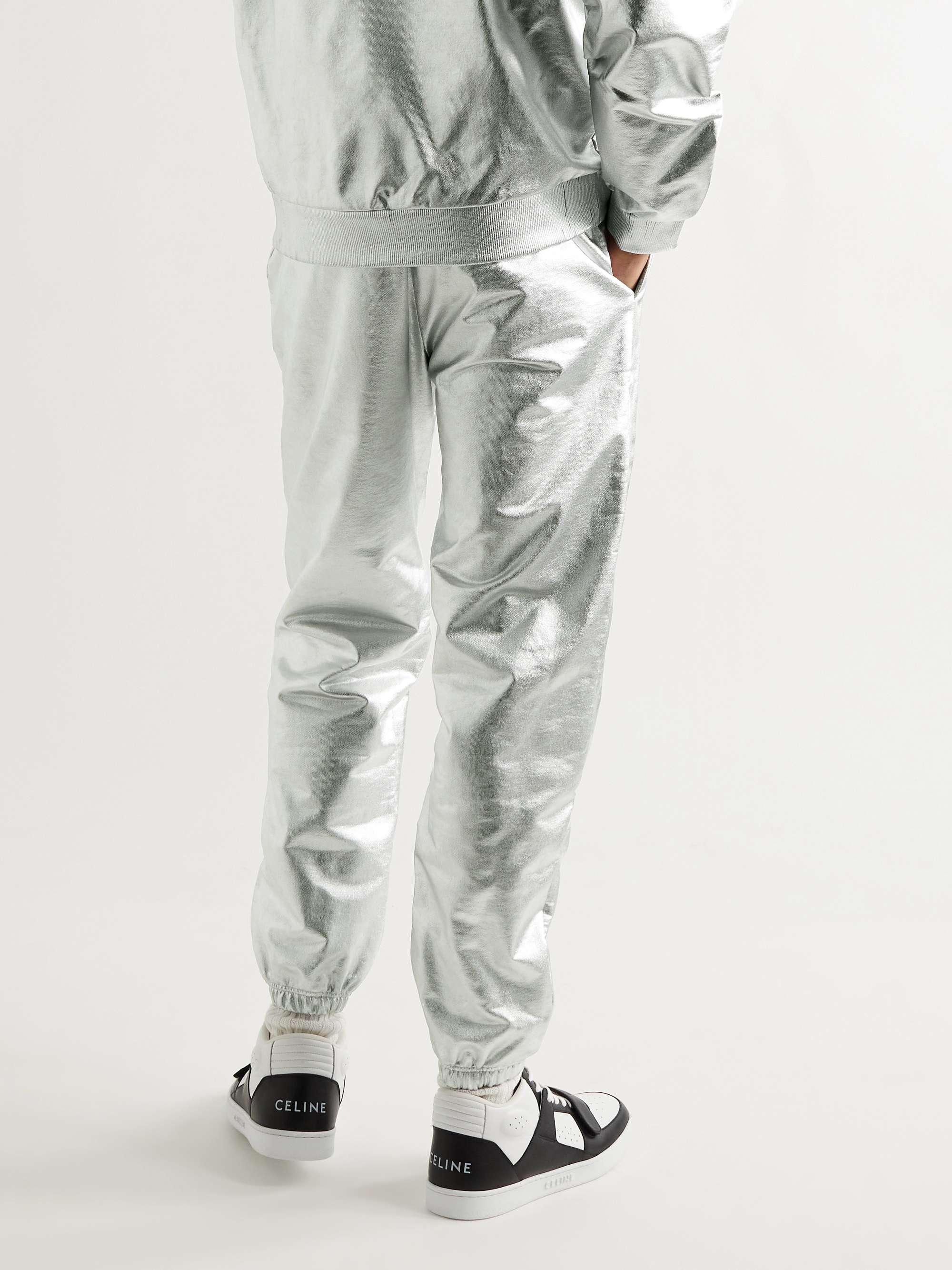 CELINE HOMME Slim-Fit Tapered Metallic Cotton-Jersey Sweatpants