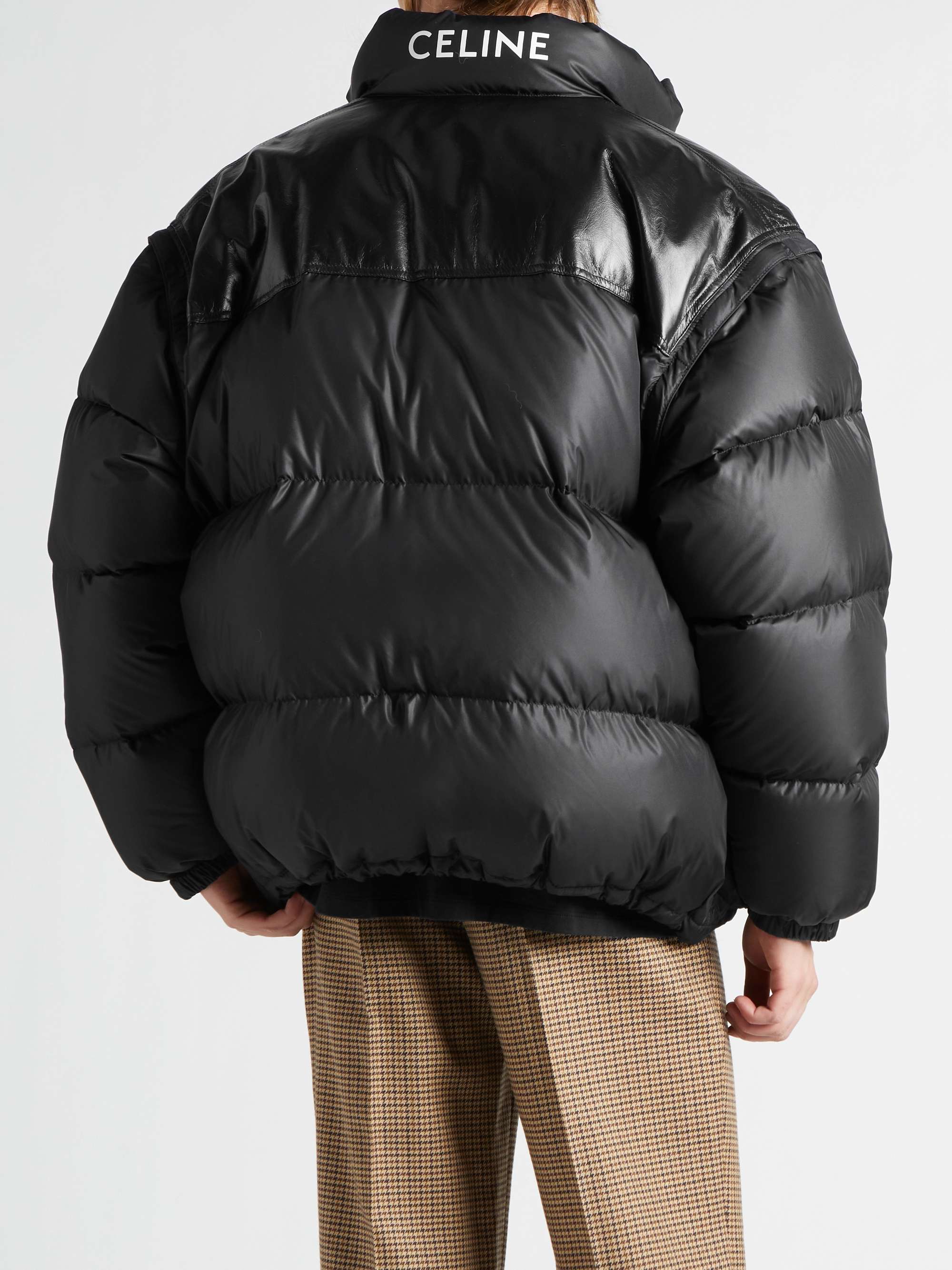 CELINE HOMME Leather-Panelled Quilted Padded Shell Jacket