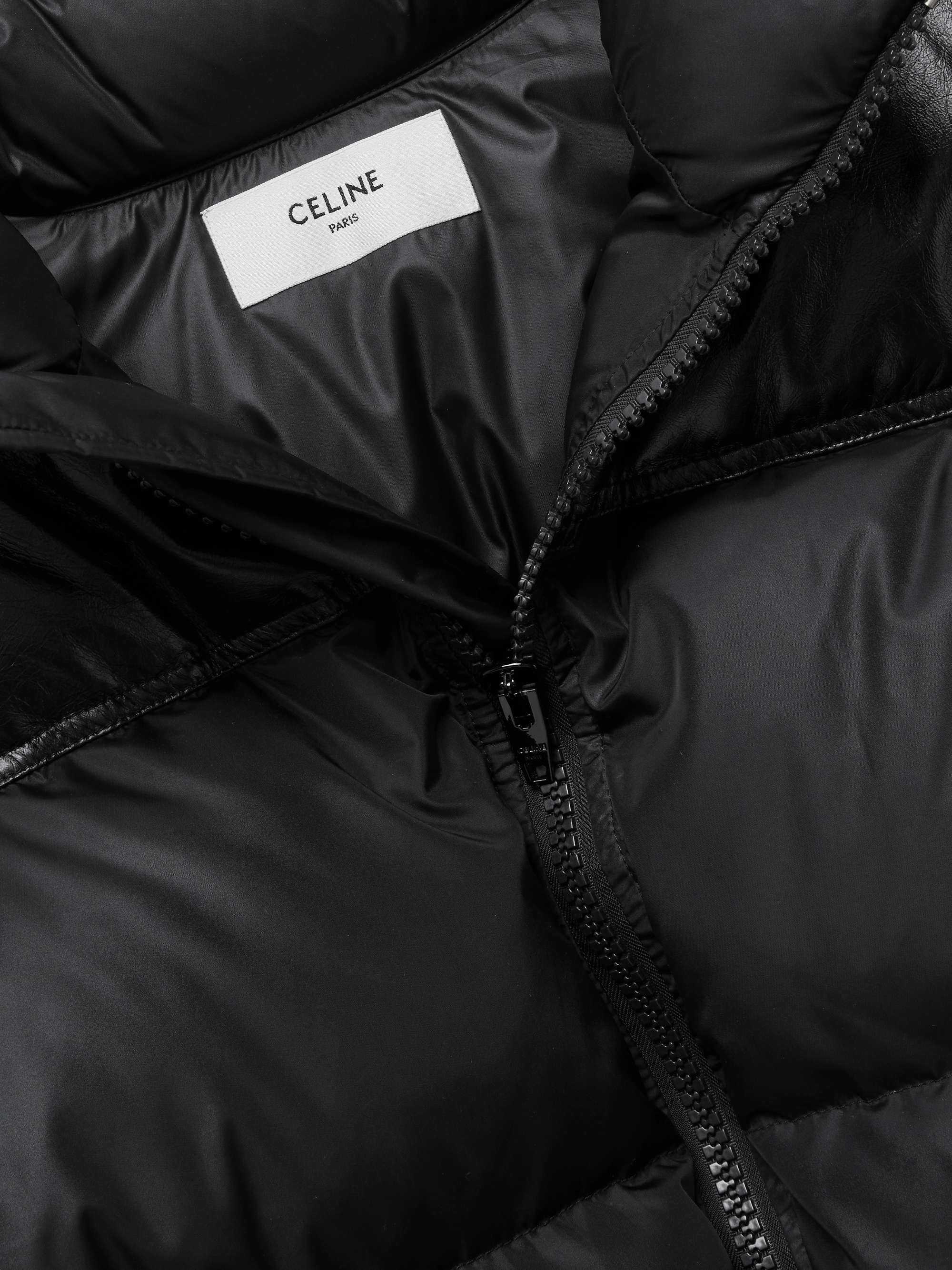 CELINE HOMME Leather-Panelled Quilted Padded Shell Jacket
