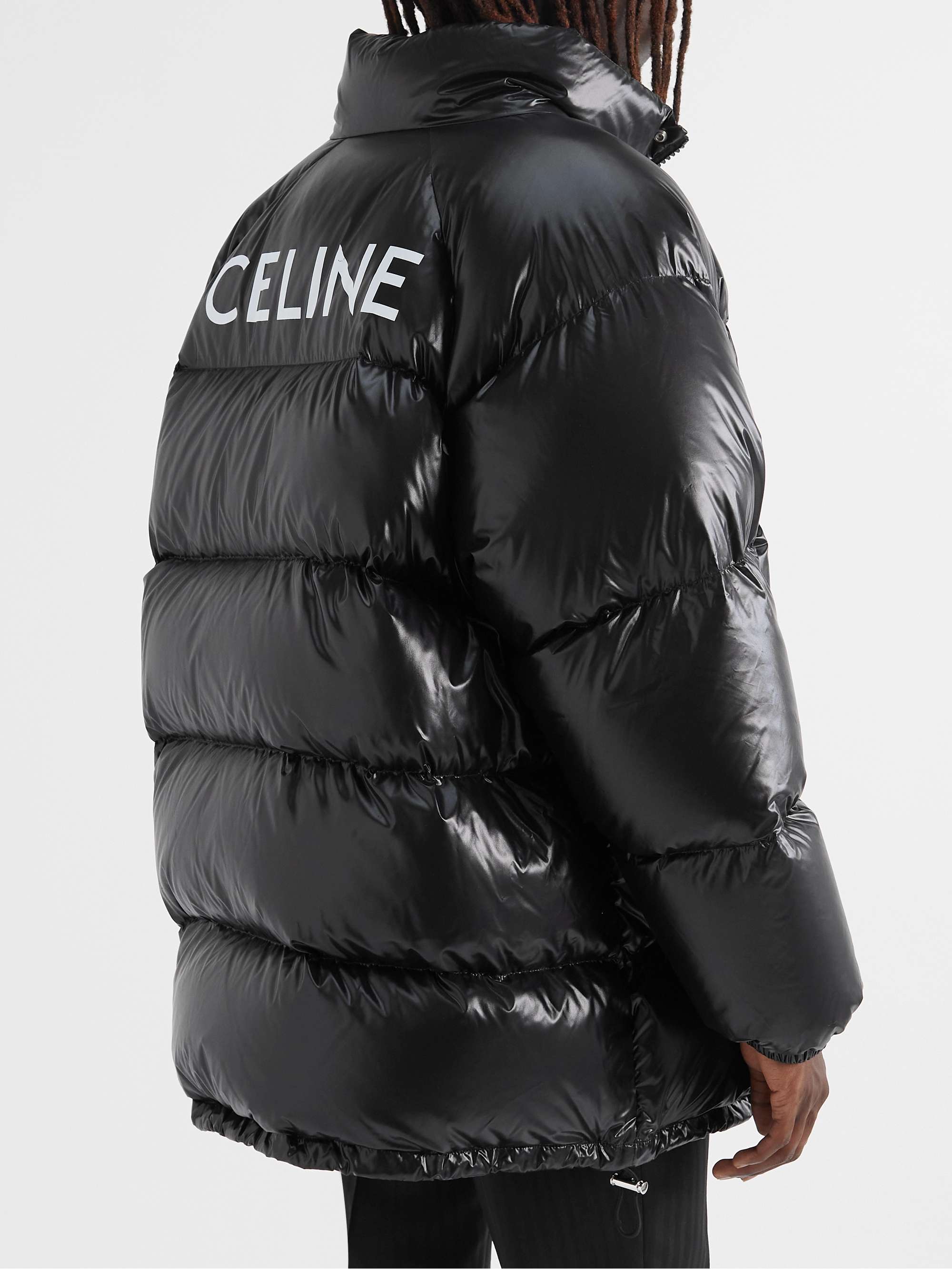 CELINE HOMME Logo-Print Quilted Padded Glossed-Shell Jacket