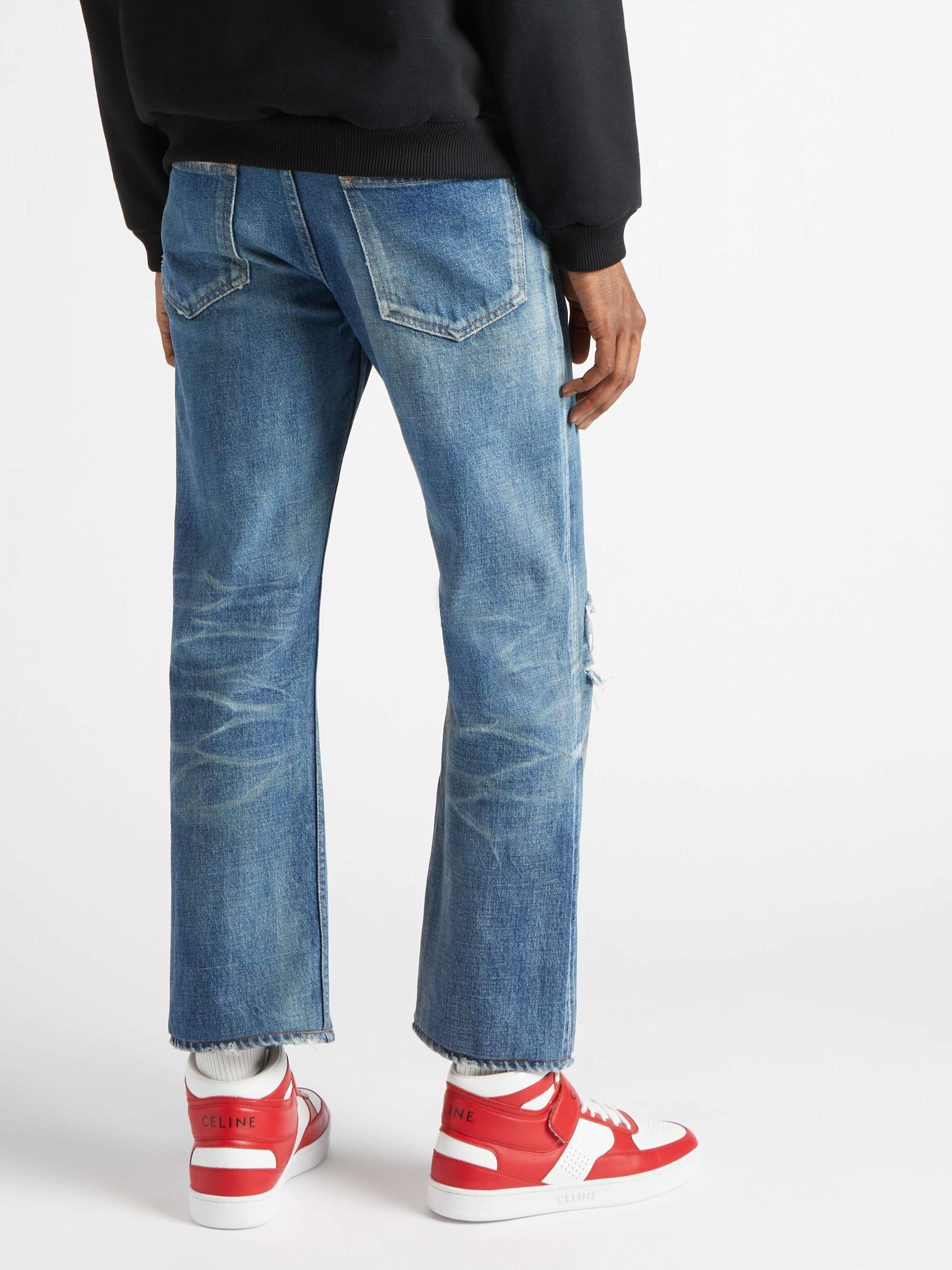 Kurt Slim-Fit Cropped Distressed Selvedge Jeans