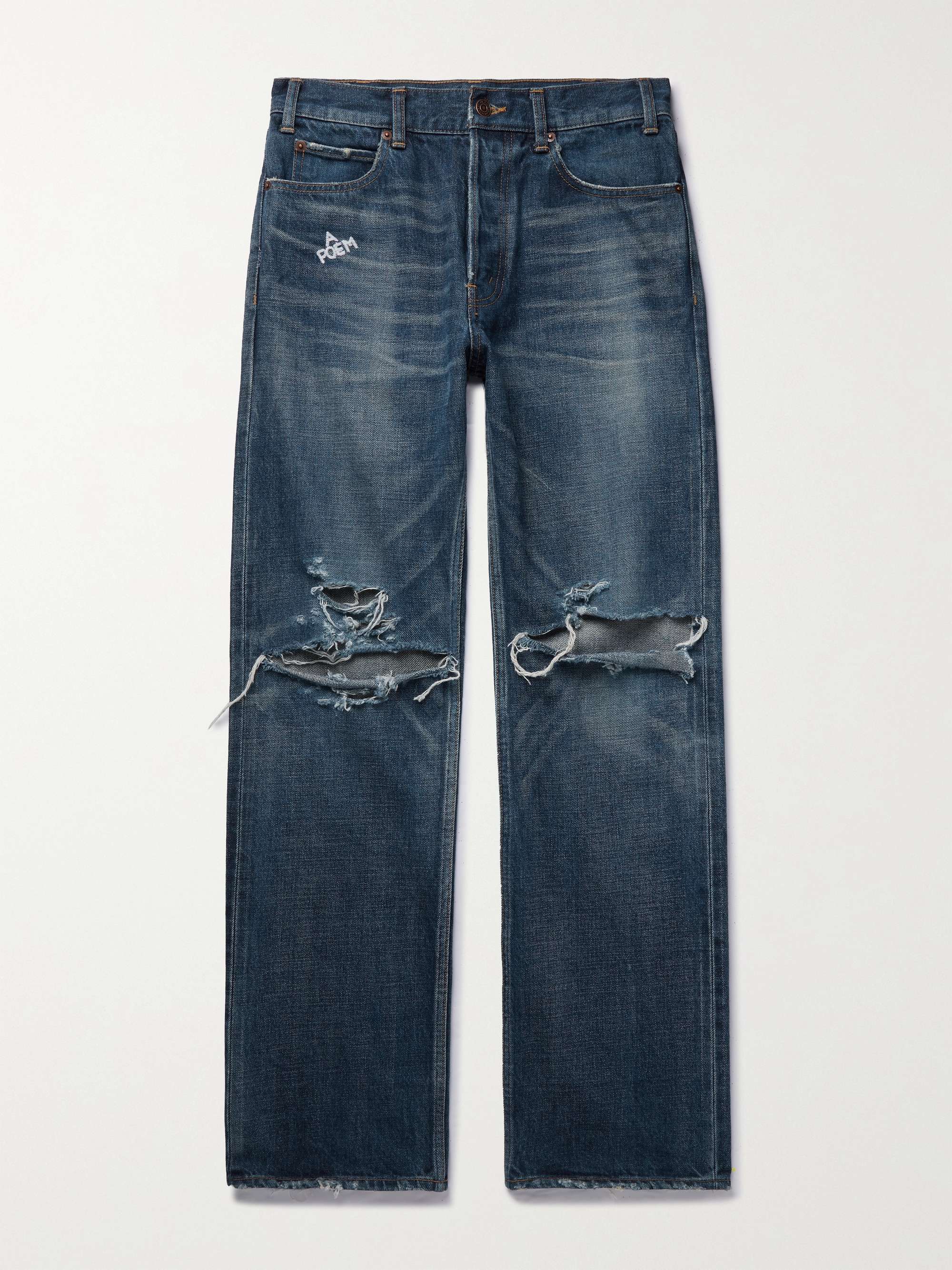 셀린느 옴므 커트 셀비지 청바지 CELINE HOMME Kurt Distressed Selvedge Jeans,Blue