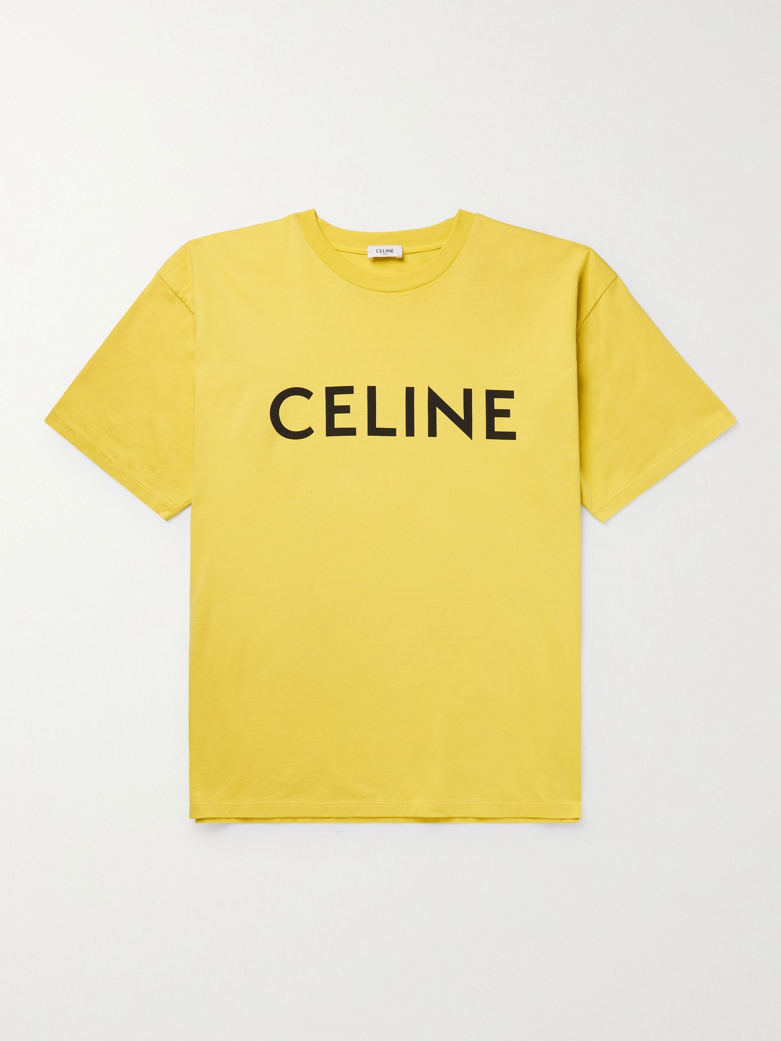 Yellow Logo-Print Cotton-Jersey T-Shirt | CELINE HOMME | MR PORTER
