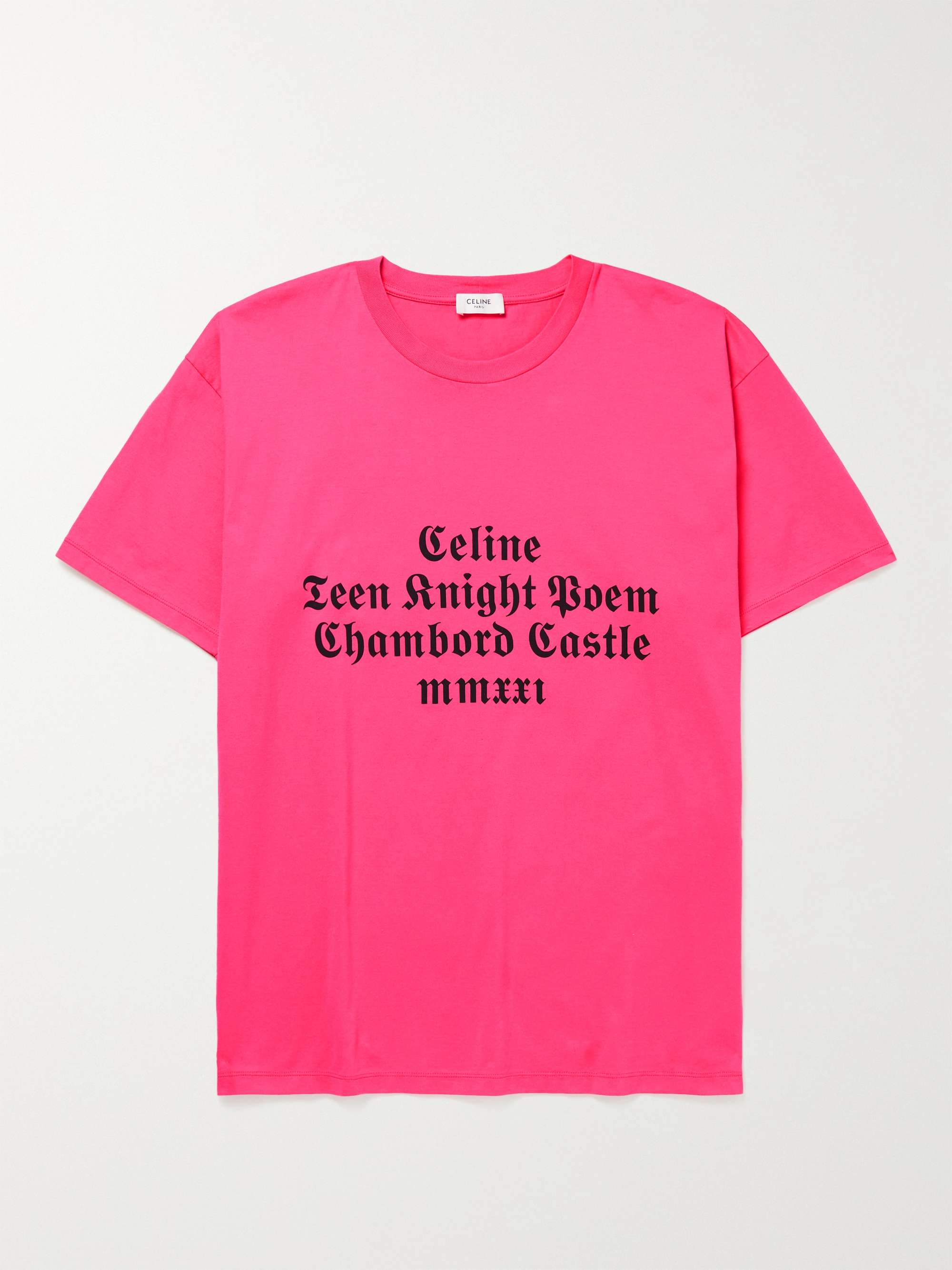 셀린느 옴므 프린팅 티셔츠 CELINE HOMME Printed Cotton-Jersey T-Shirt,Pink