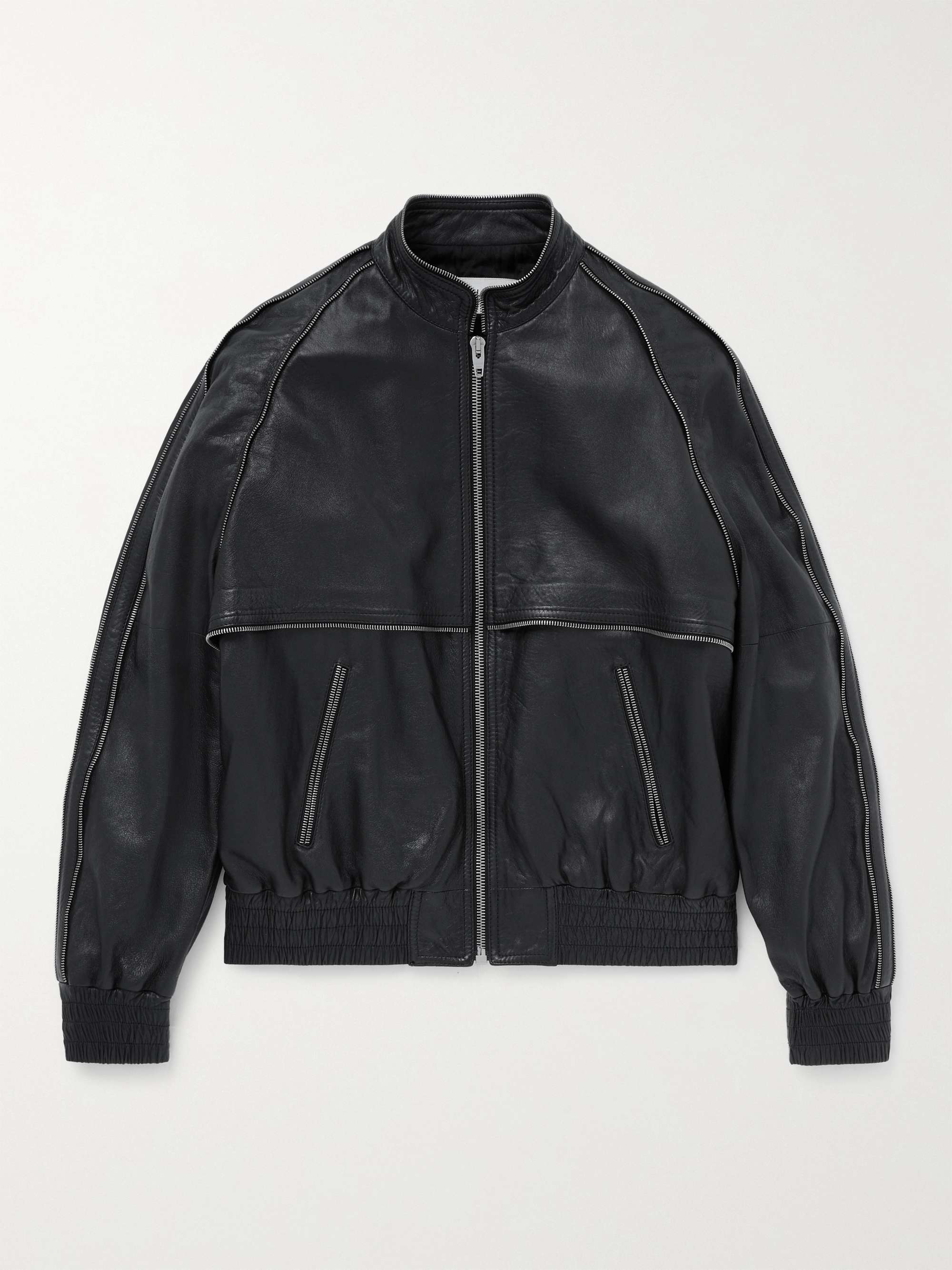 CELINE HOMME Embellished Leather Bomber Jacket