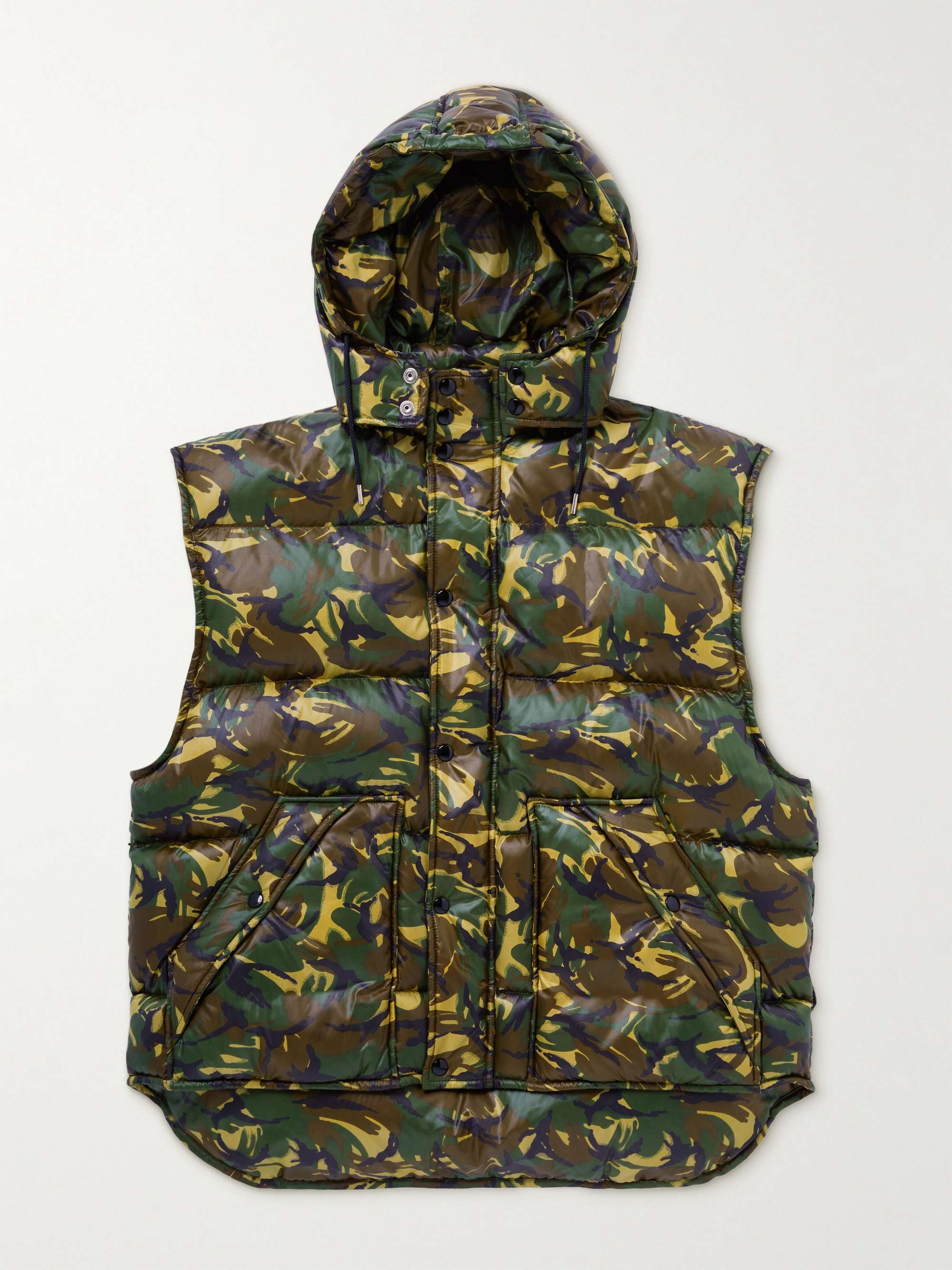 CELINE HOMME Camouflage-Print Quilted Shell Hooded Gilet