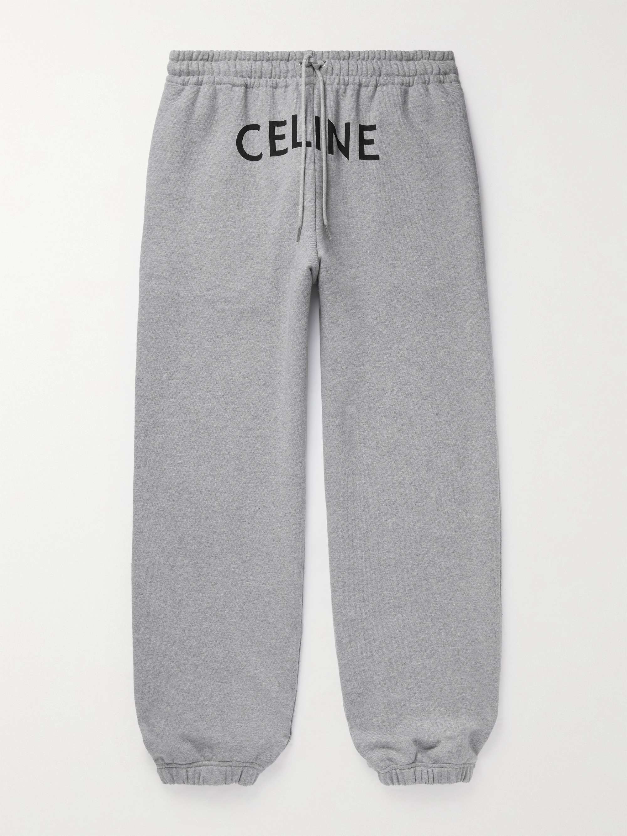 셀린느 옴므 스웻팬츠 CELINE HOMME Logo-Print Cotton-Jersey Sweatpants,Gray