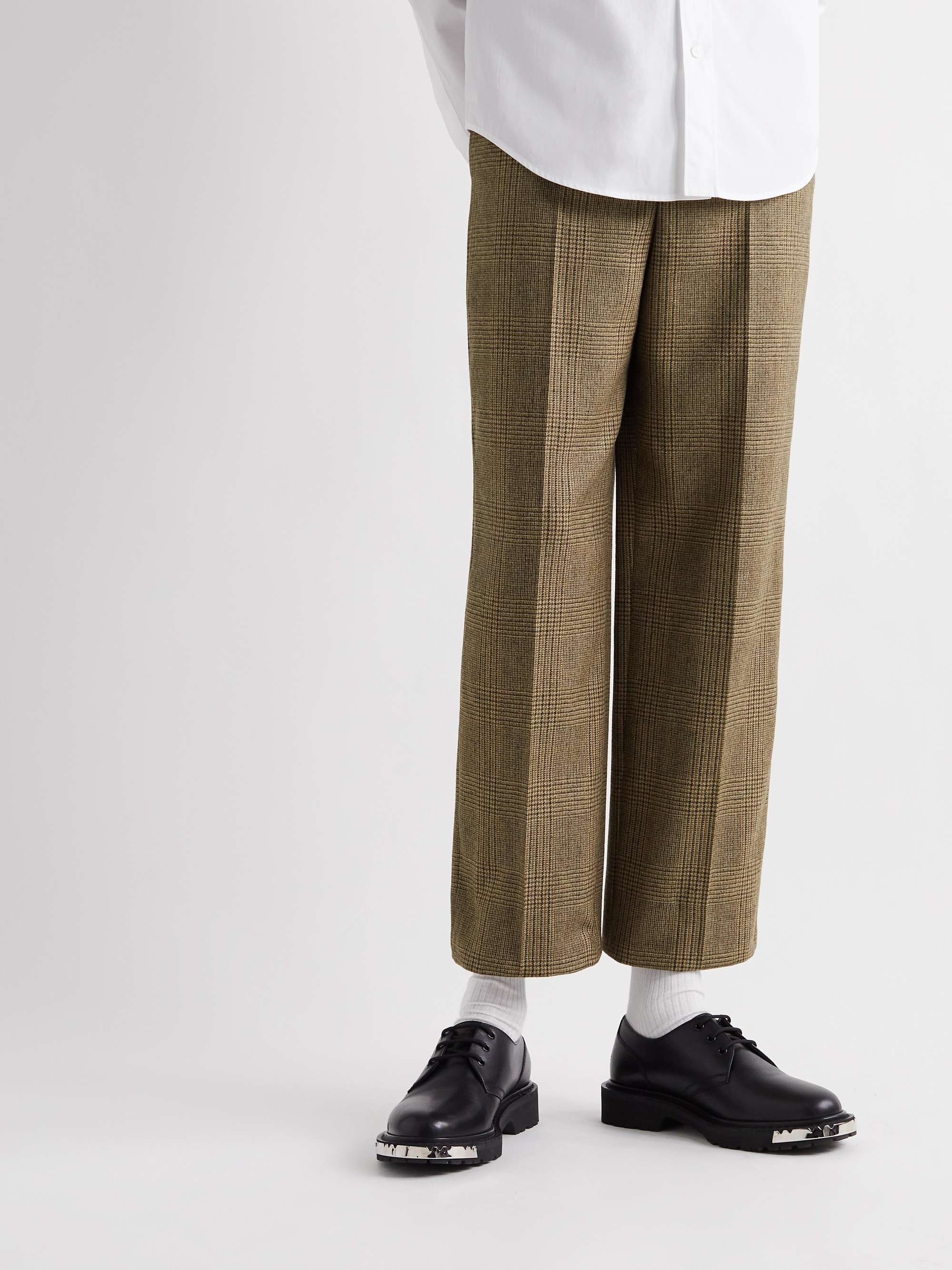 Cropped Prince of Wales Checked Wool Trousers