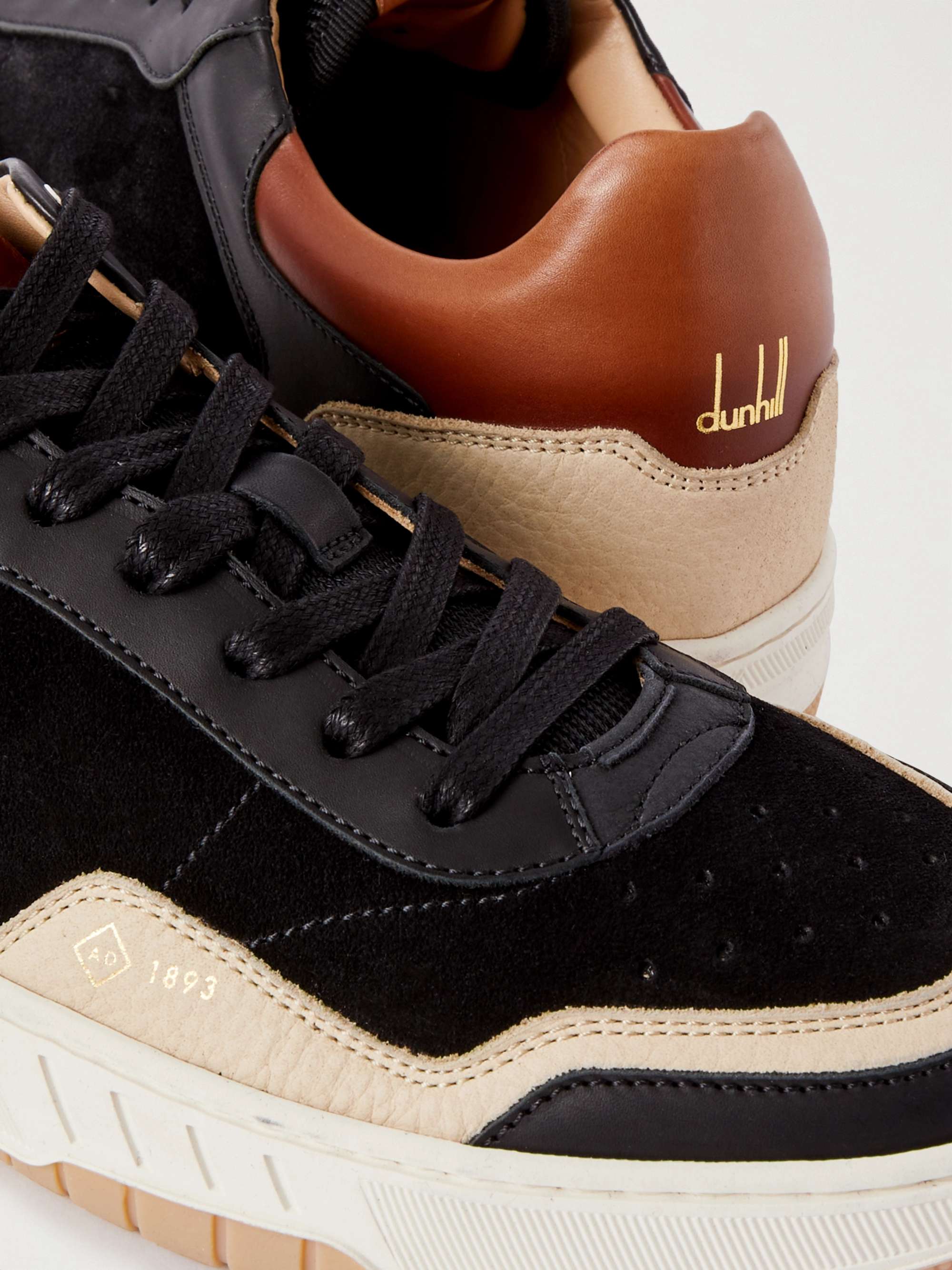 DUNHILL Court Elite Lux Suede and Leather Sneakers