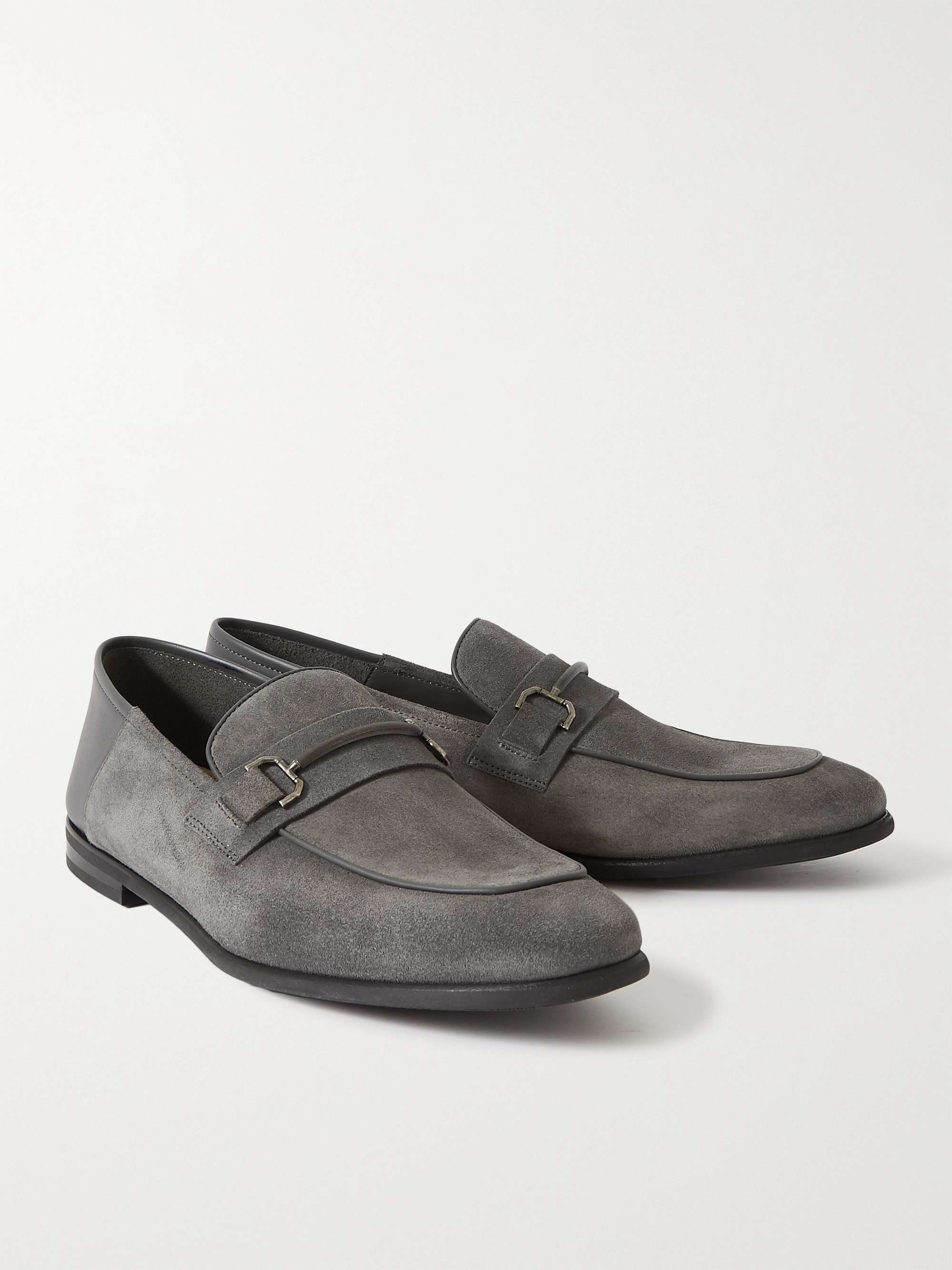 DUNHILL Chiltern Suede and Leather Loafers