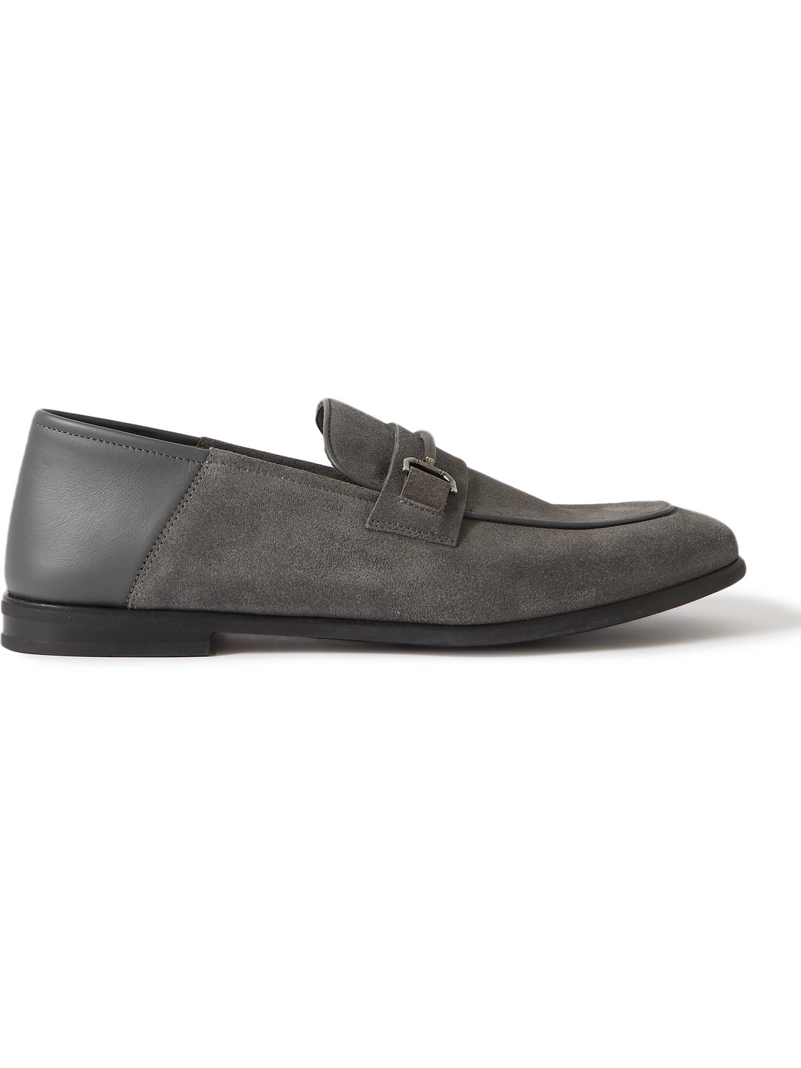 Dunhill Chiltern Suede And Leather Loafers In Gray