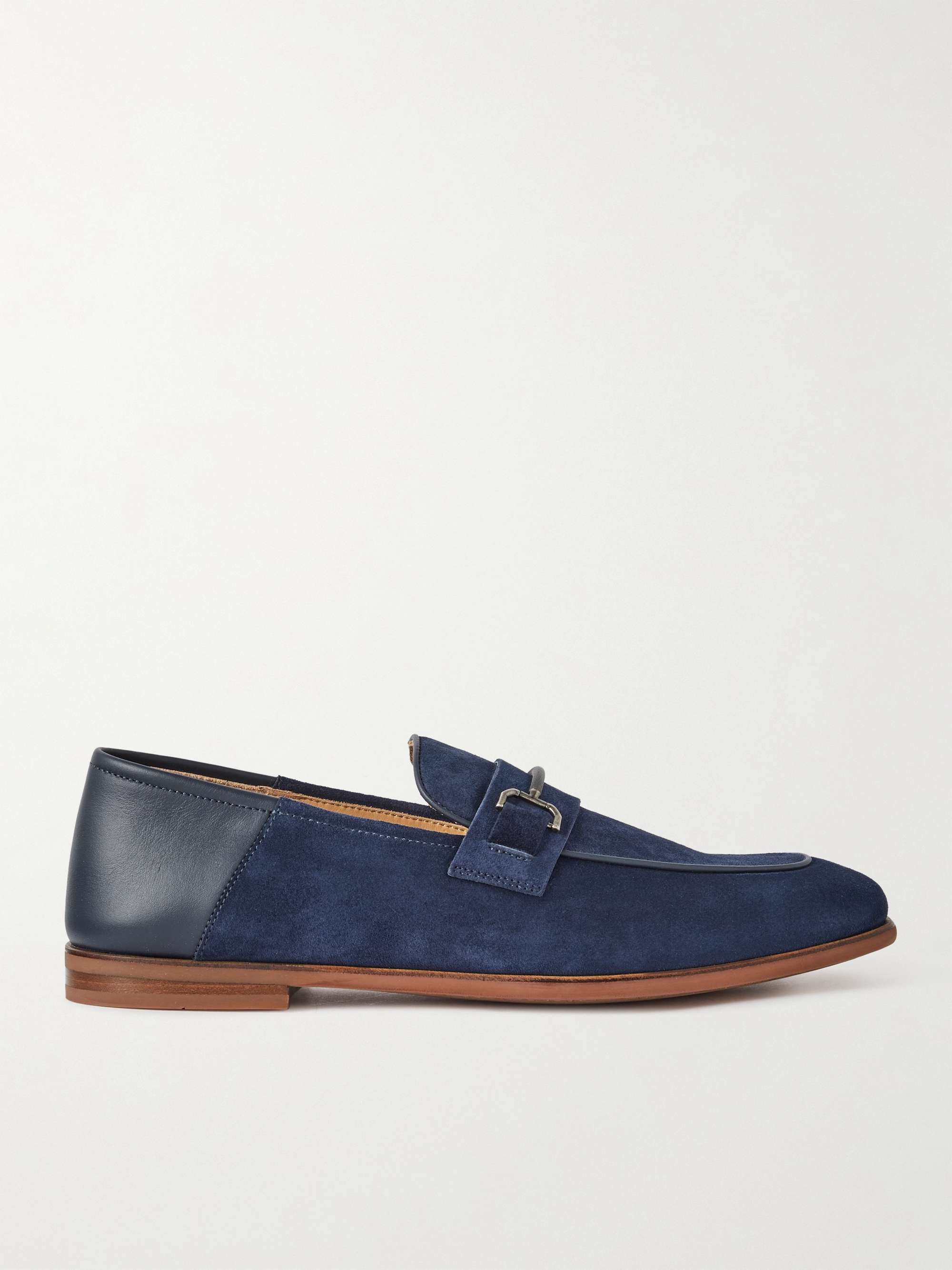 DUNHILL Chiltern Suede and Leather Loafers