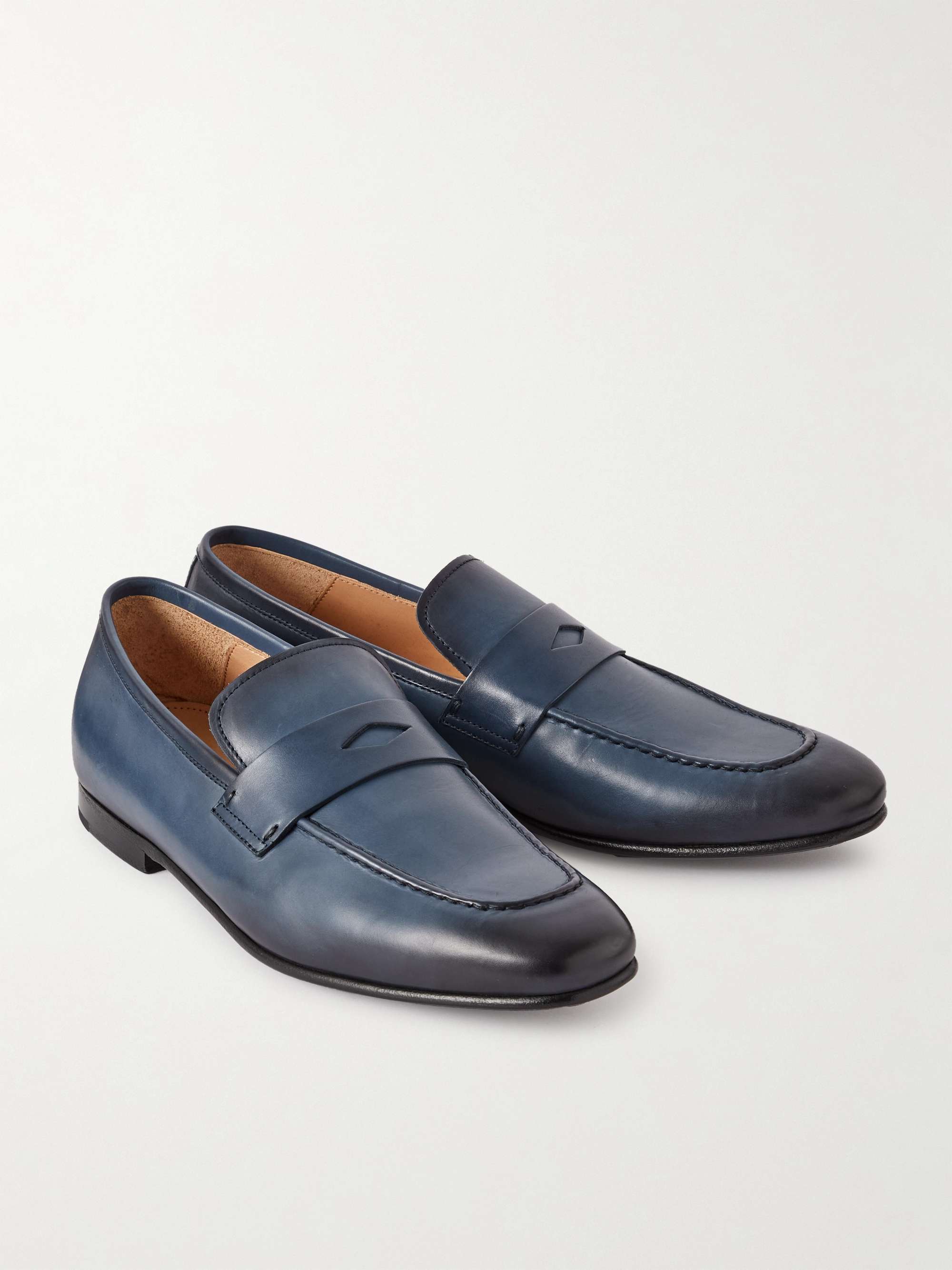 DUNHILL Chiltern Burnished-Leather Penny Loafers