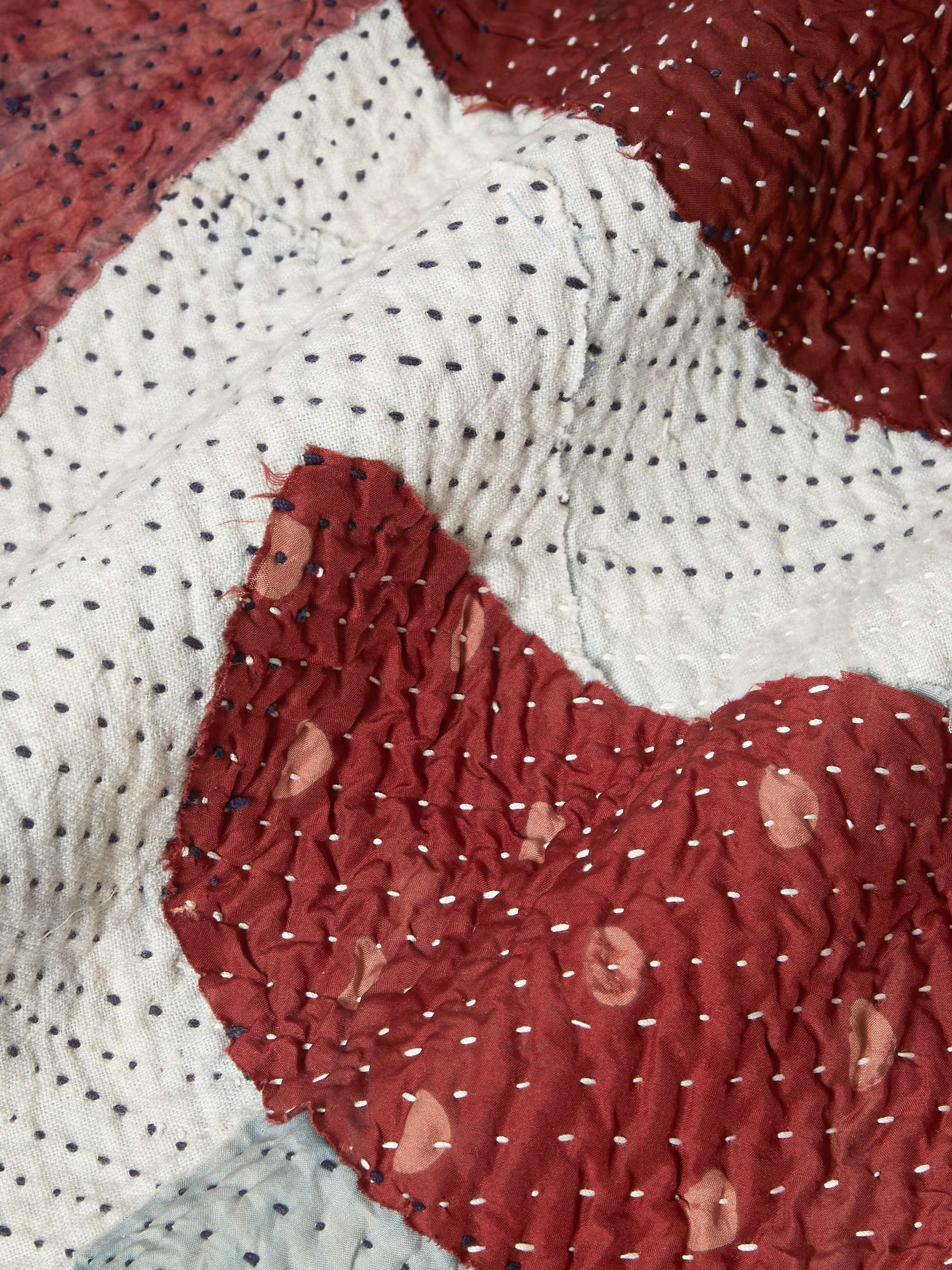 11.11/ELEVEN ELEVEN Patchwork Embroidered Indigo-Dyed Cotton and Silk-Blend Quilt