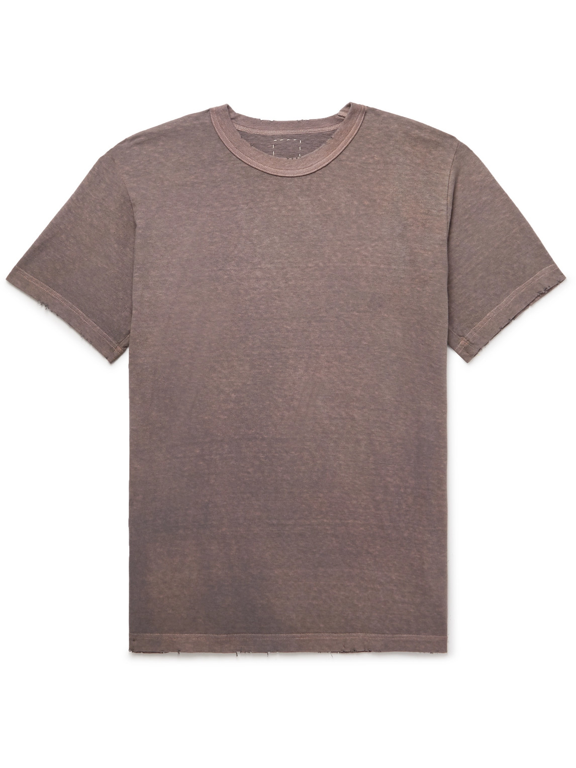 Visvim Distressed Mélange Cotton-jersey T-shirt In Purple