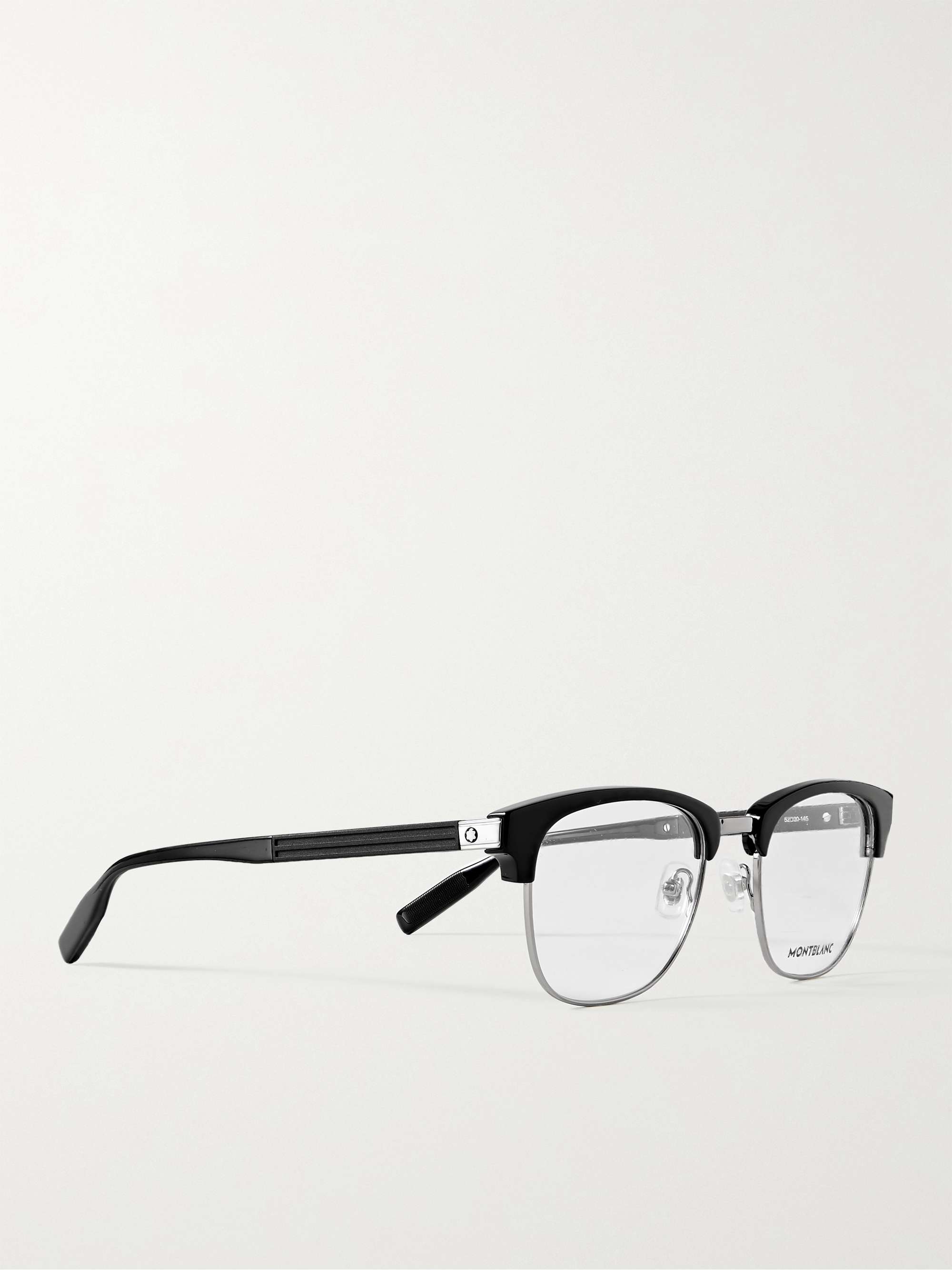 MONTBLANC D-Frame Acetate and Silver-Tone Optical Glasses