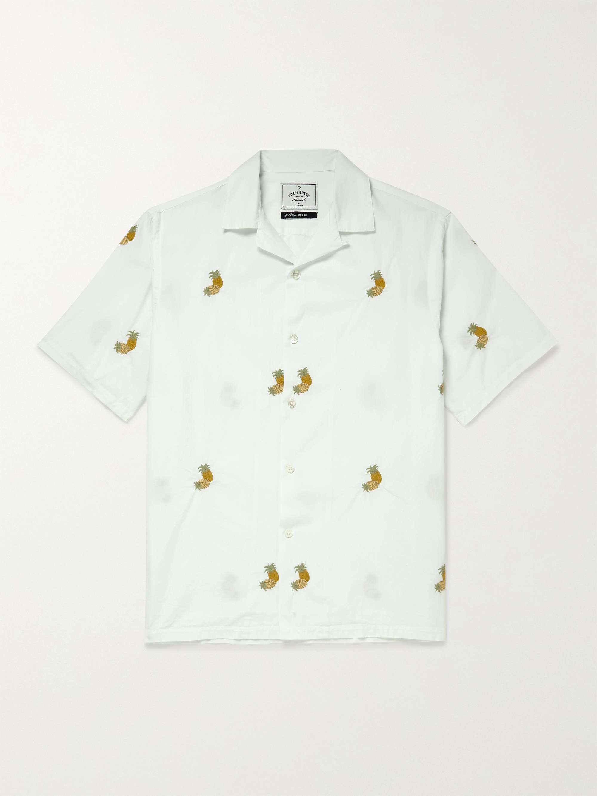 PORTUGUESE FLANNEL Camp-Collar Embroidered Cotton-Poplin Shirt