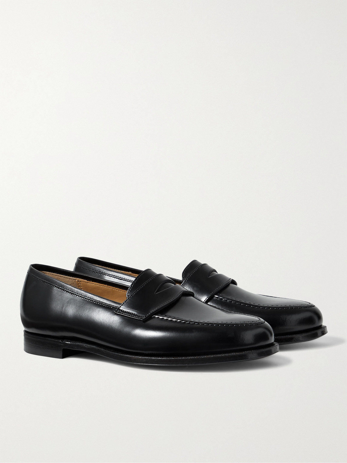 George Cleverley Bradley Leather Penny Loafers In Black