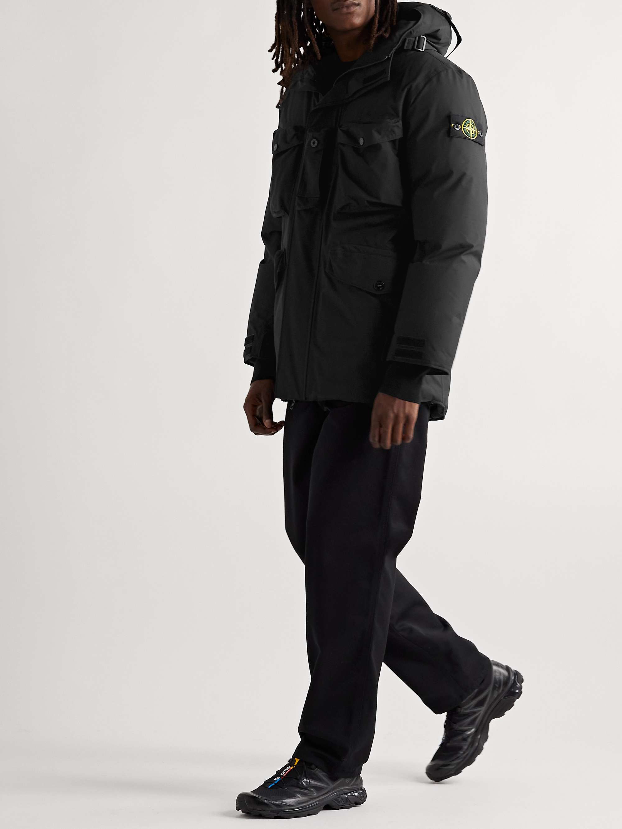 STONE ISLAND Logo-Detailed GORE-TEX Ripstop Hooded Down Jacket