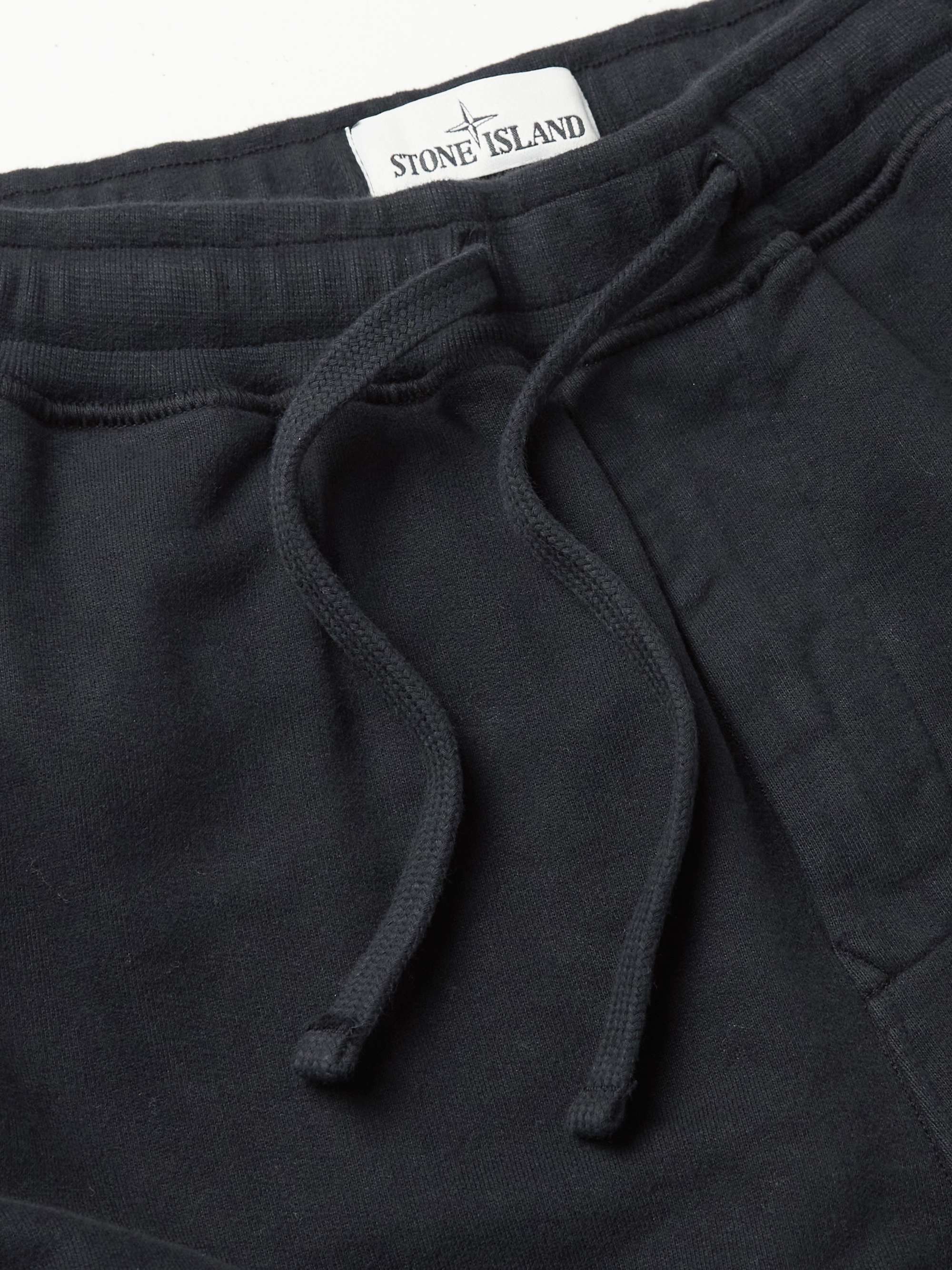 STONE ISLAND Slim-Fit Tapered Logo-Appliquéd Cotton-Jersey Cargo Sweatpants