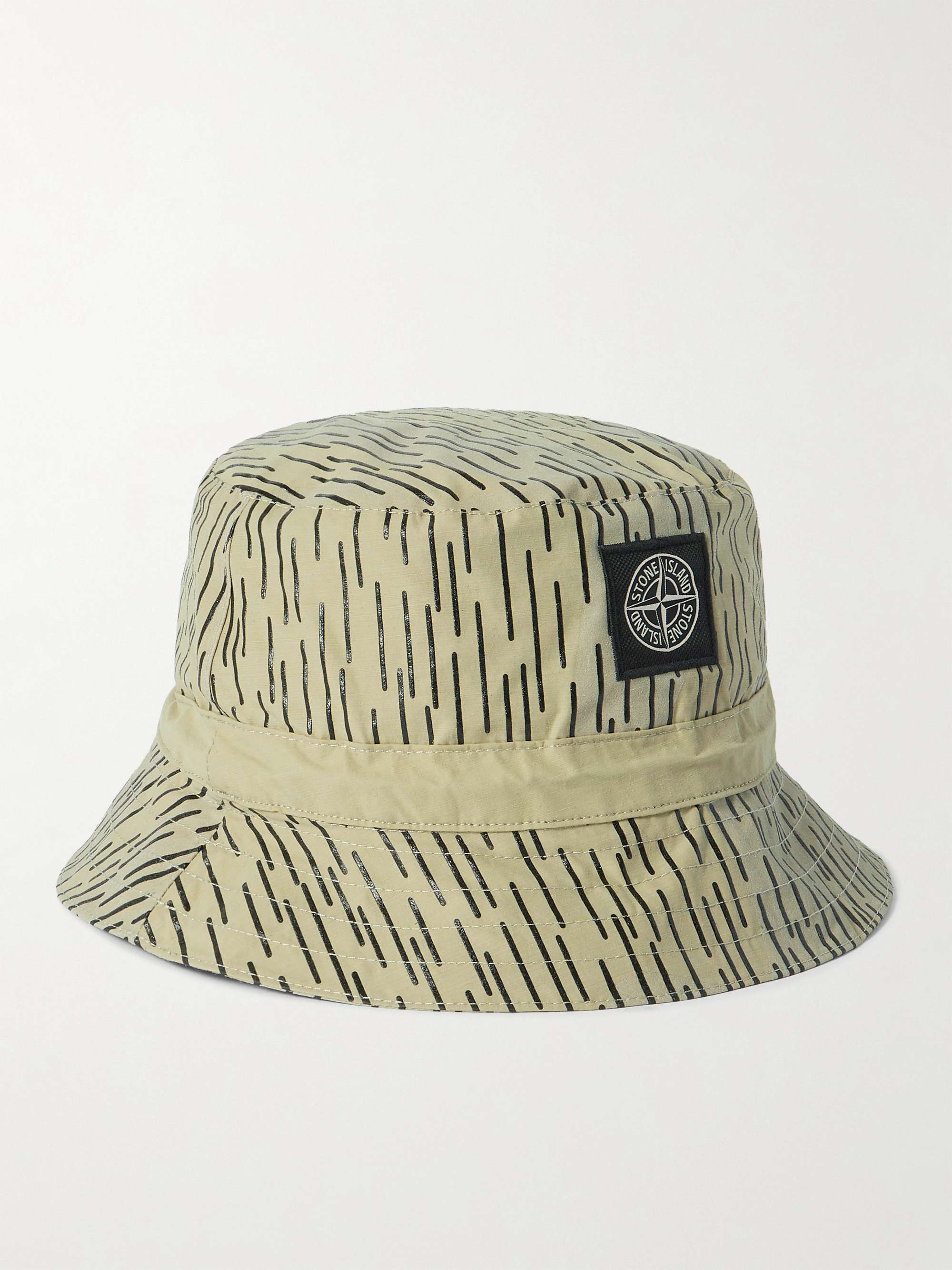 STONE ISLAND Logo-Appliquéd Reflective-Trimmed Printed Shell Bucket Hat