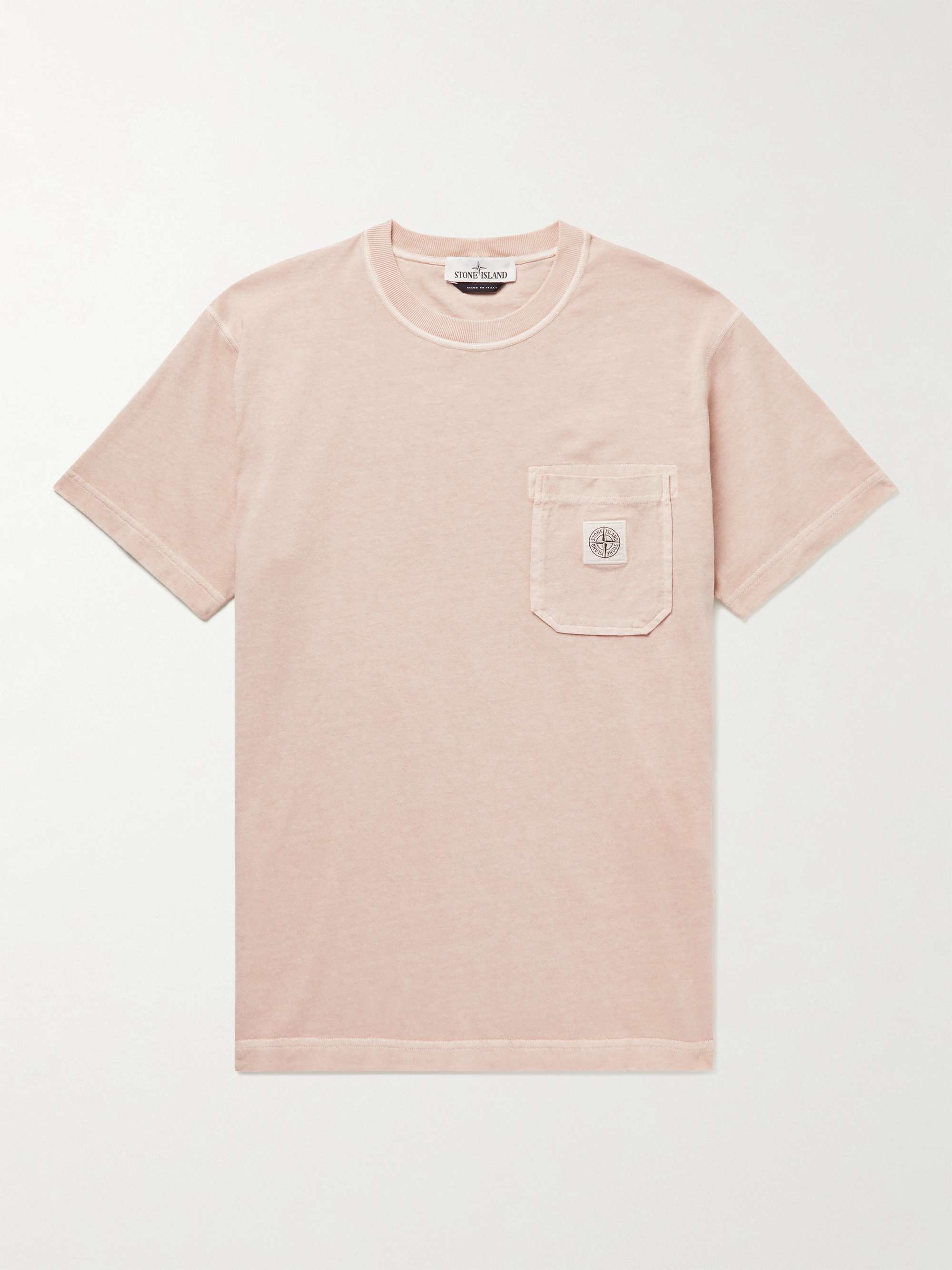 STONE ISLAND Logo-Appliquéd Garment-Dyed Cotton-Jersey T-Shirt