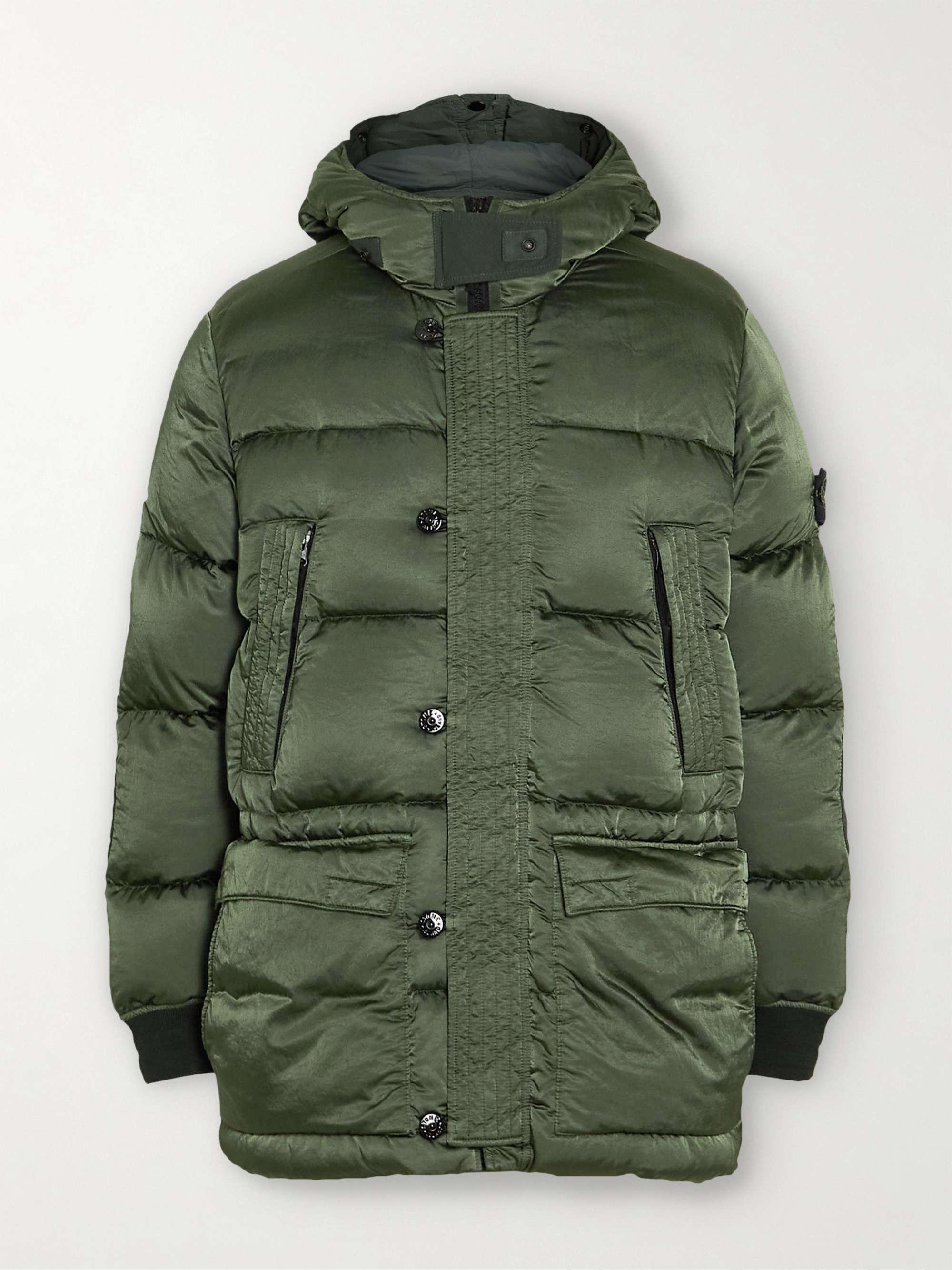 STONE ISLAND Logo-Appliquéd Quilted Coated-Shell Down Parka