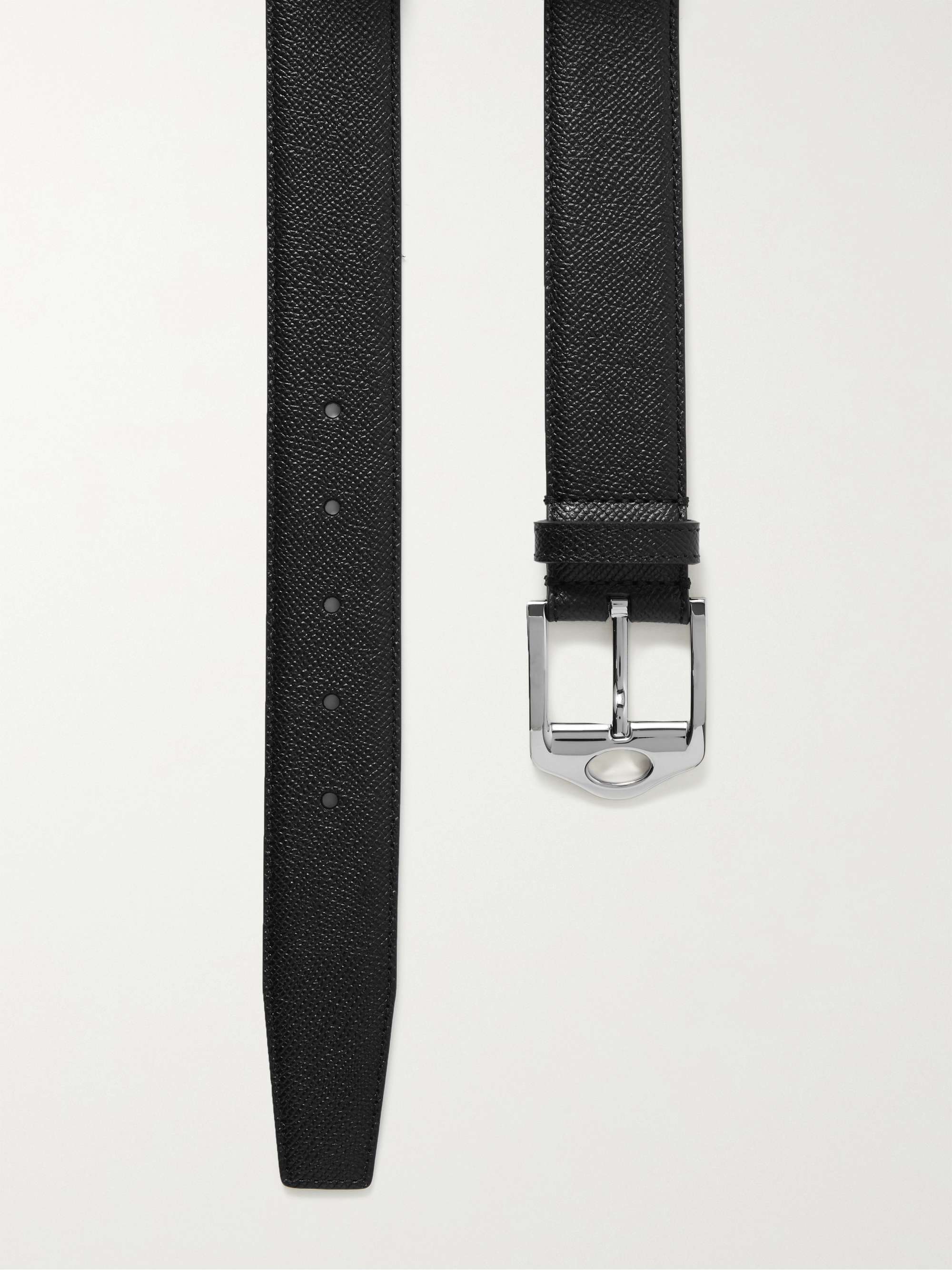 BURBERRY 3.5cm Pebble-Grain Leather Belt