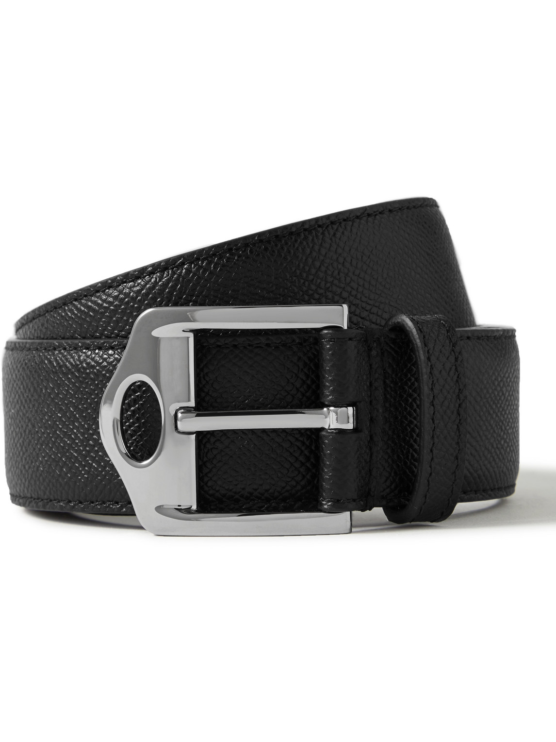 3.5cm Pebble-Grain Leather Belt