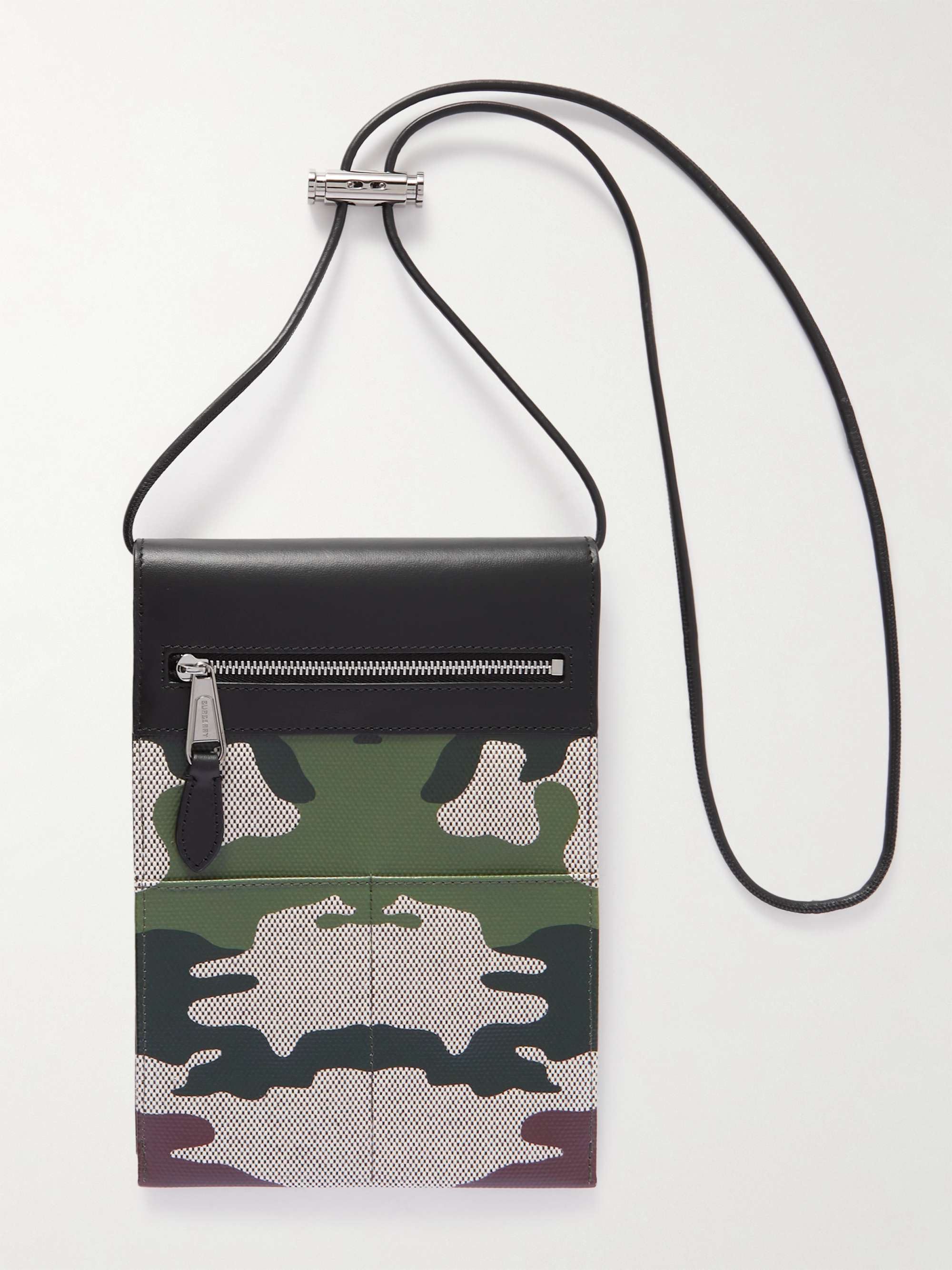 Mens Bags Pouches and wristlets Burberry Camouflage-print E-canvas And Leather Pouch With Lanyard in Green for Men 