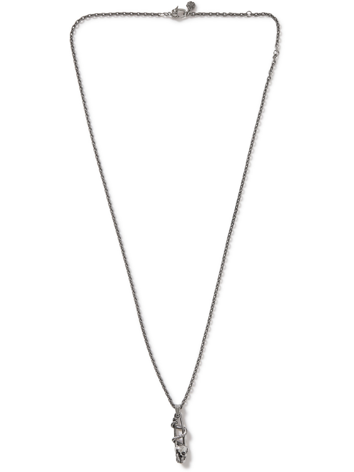 ALEXANDER MCQUEEN BURNISHED SILVER-TONE PENDANT NECKLACE