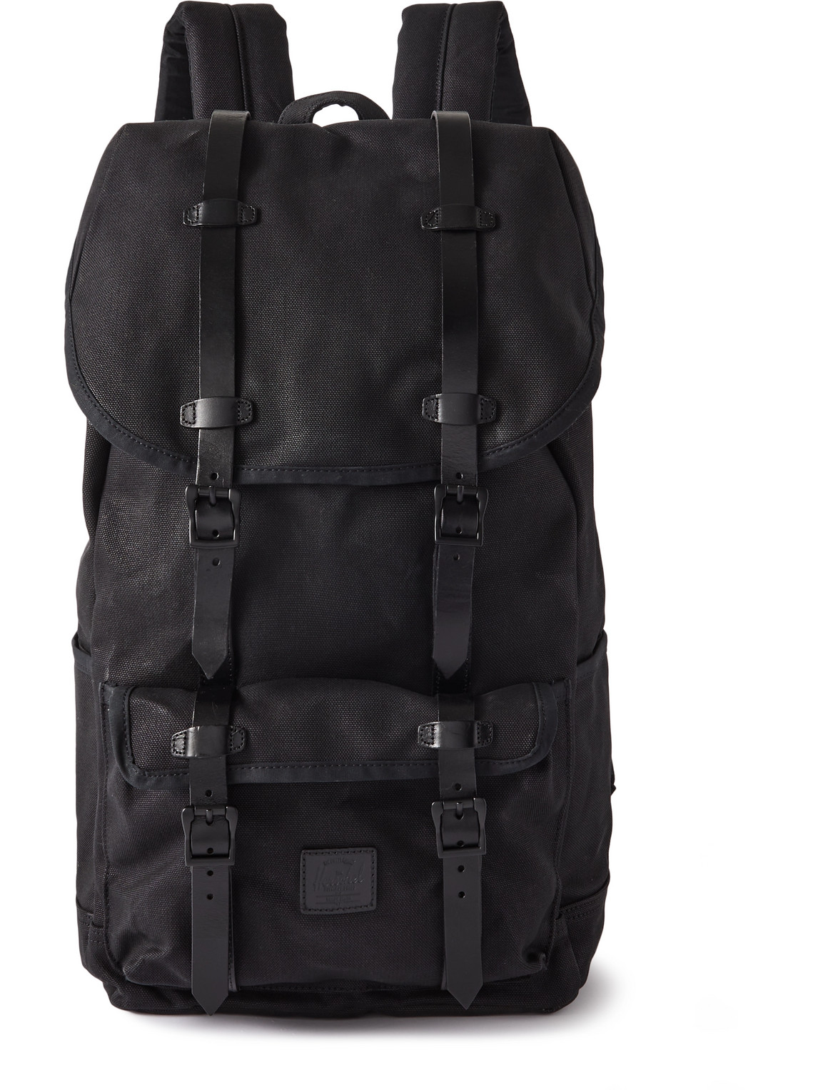 Herschel Supply Co Little America Leather-trimmed Canvas Backpack In Black