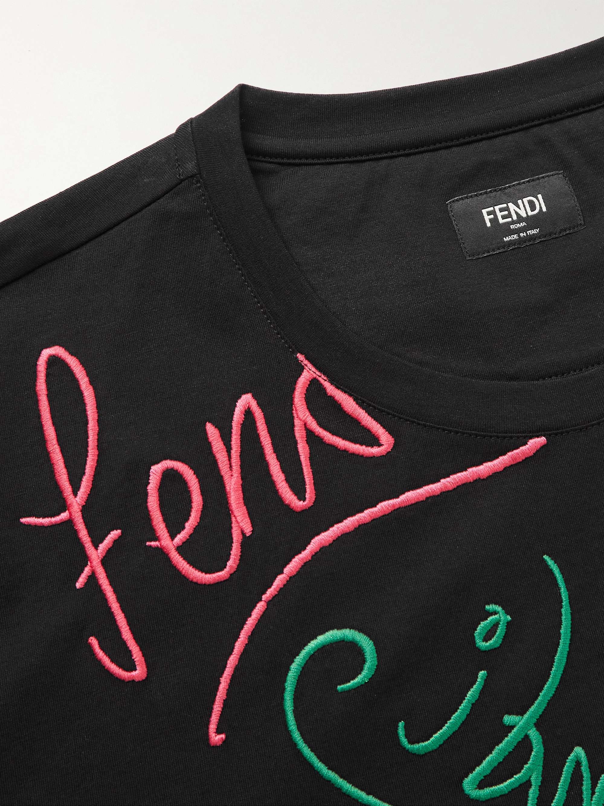 FENDI + Noel Fielding Logo-Embroidered Cotton-Jersey T-Shirt