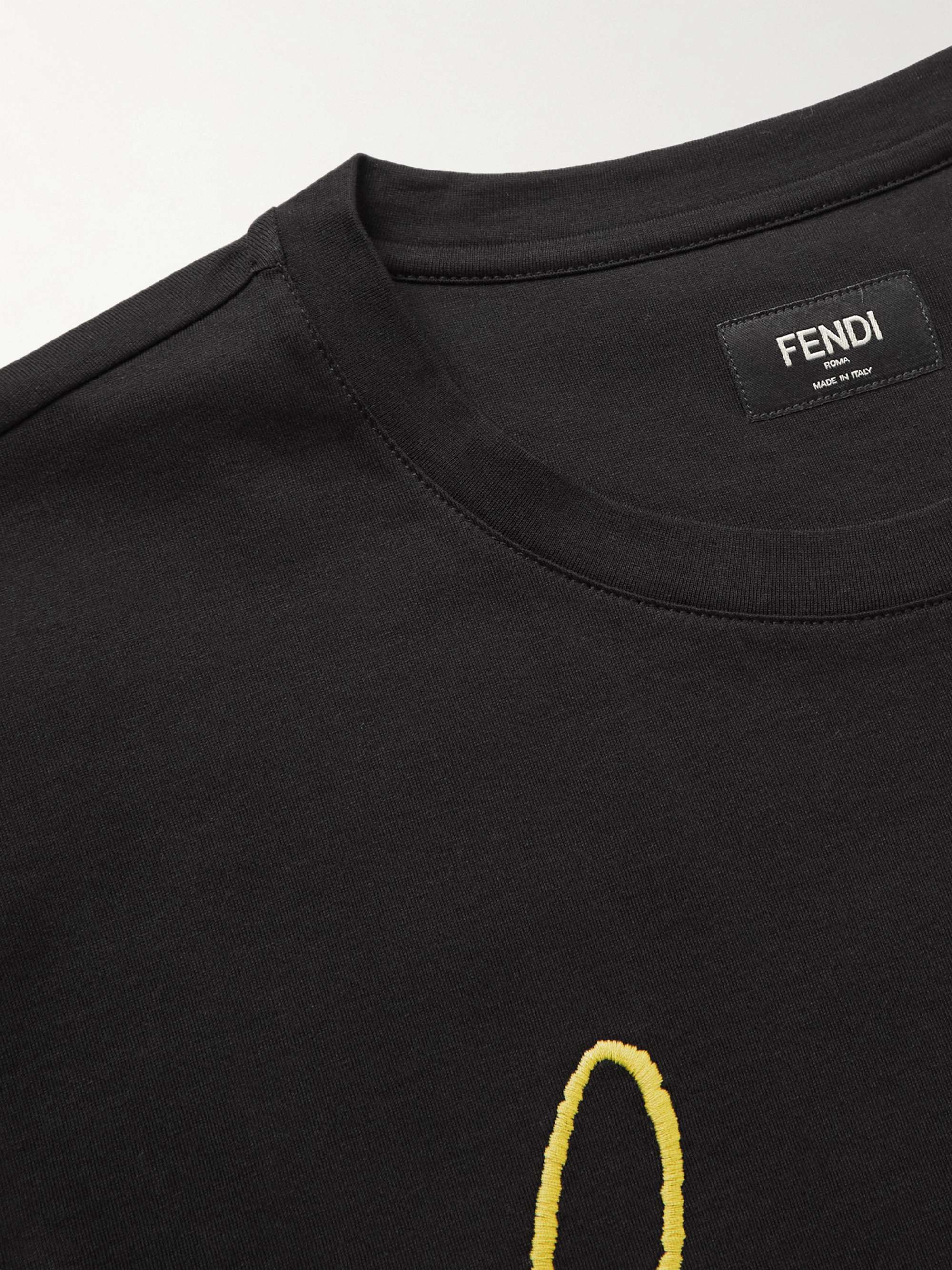 FENDI + Noel Fielding Appliquéd Logo-Embroidered Cotton-Jersey T-Shirt