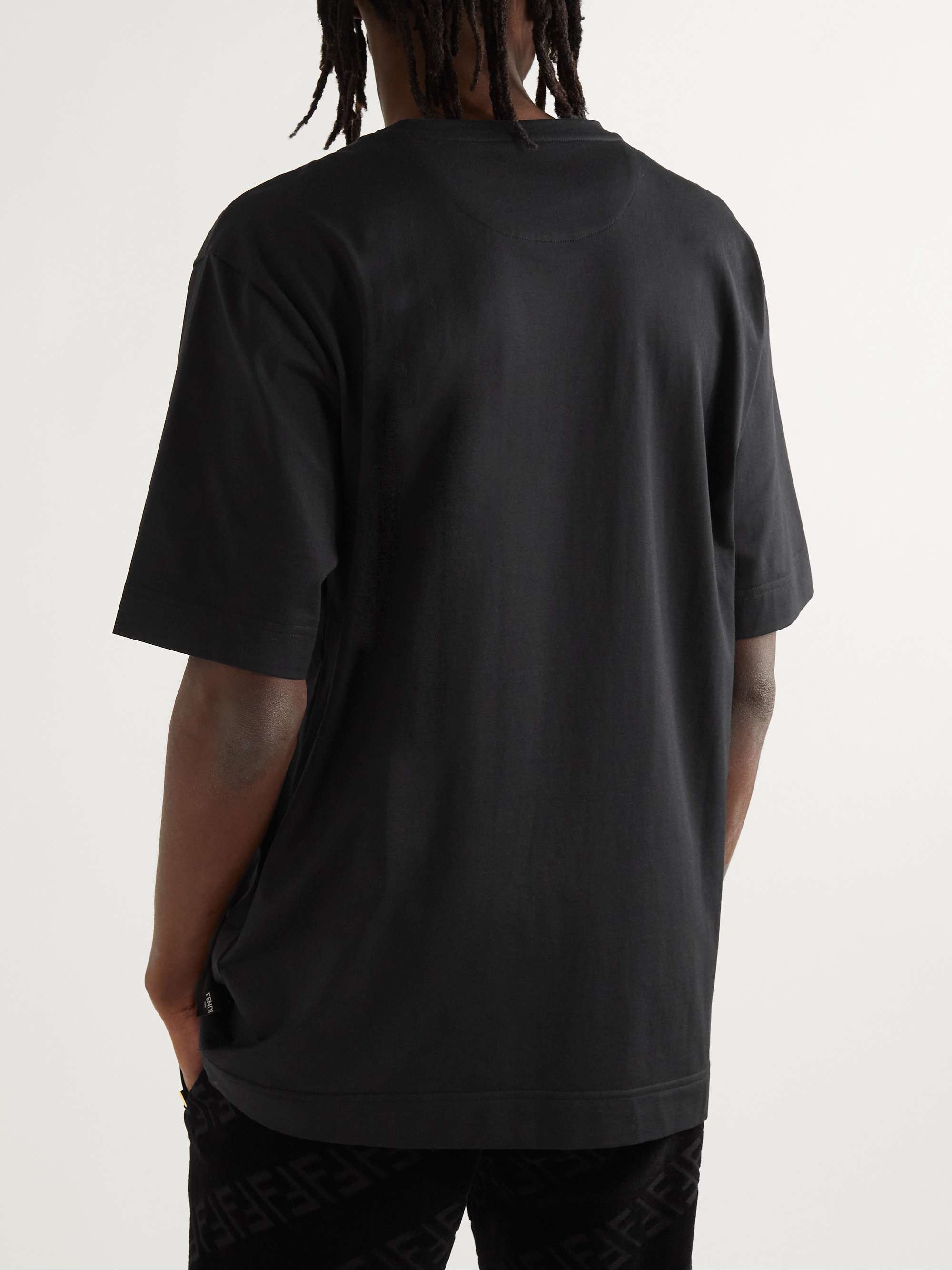 FENDI + Noel Fielding Logo-Embroidered Printed Cotton-Jersey T-Shirt