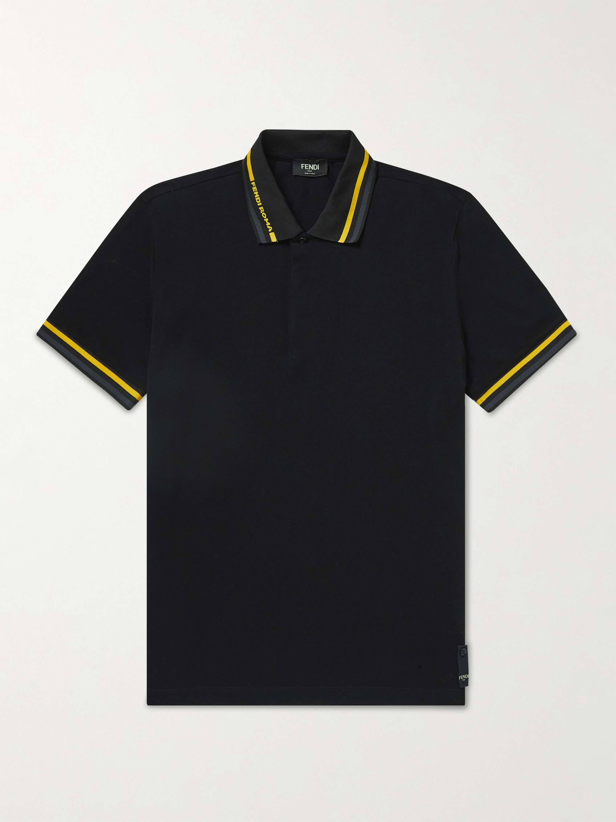 FENDI Slim-Fit Contrast-Tipped Cotton-Pique Polo Shirt