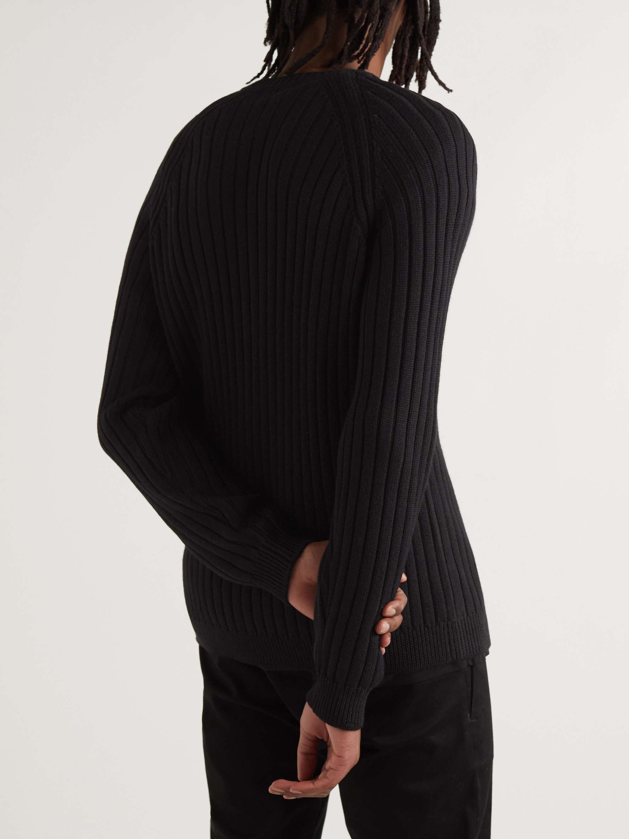 FENDI + Noel Fielding Slim-Fit Logo-Intarsia Ribbed Merino Wool Sweater