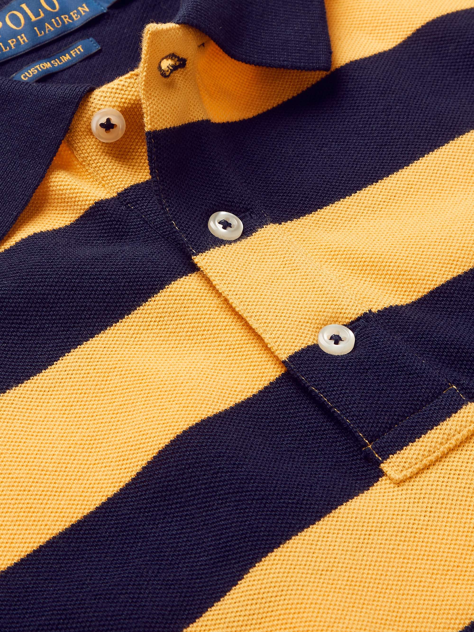 POLO RALPH LAUREN Slim-Fit Logo-Embroidered Striped Cotton-Piqué Polo Shirt