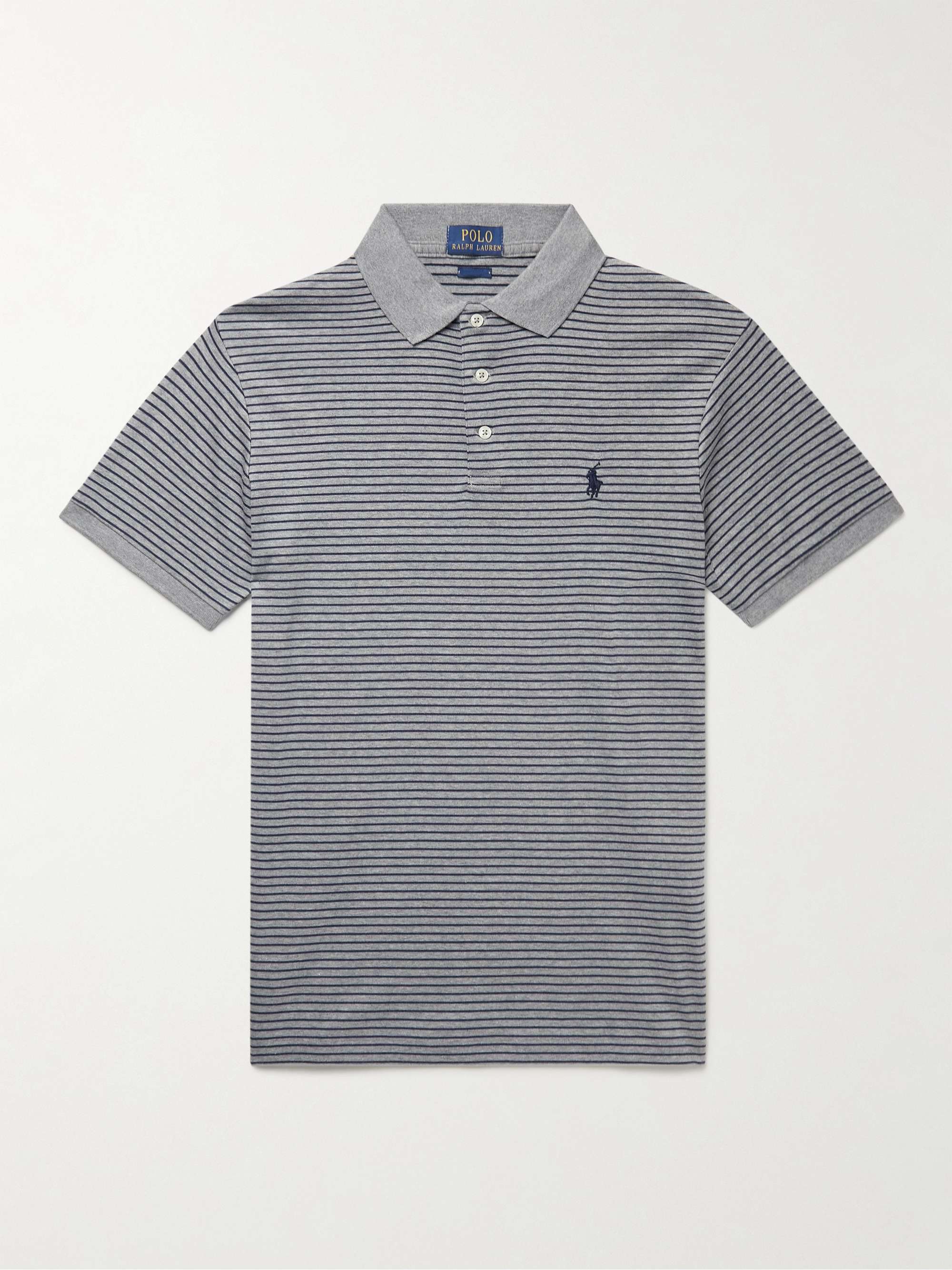 POLO RALPH LAUREN Slim-Fit Logo-Embroidered Striped Cotton Polo Shirt