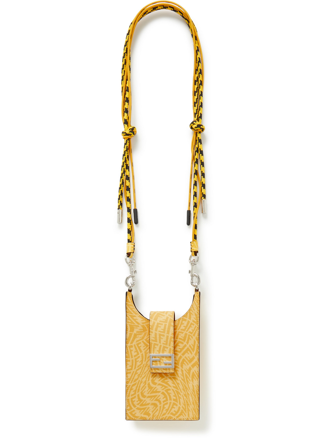 FENDI LOGO-PRINT COATED-CANVAS PHONE POUCH WITH LANYARD