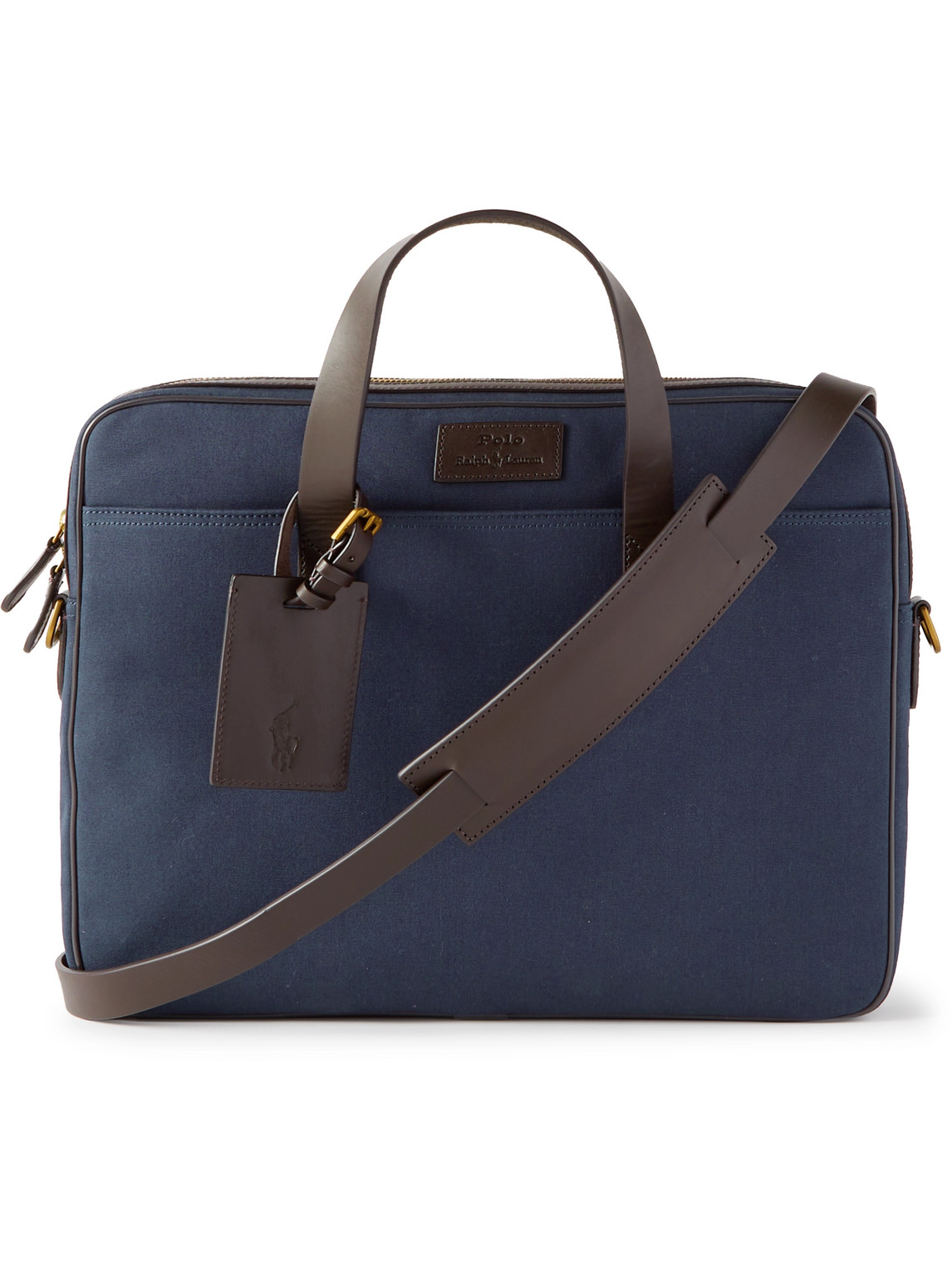 POLO RALPH LAUREN LEATHER-TRIMMED CANVAS BRIEFCASE