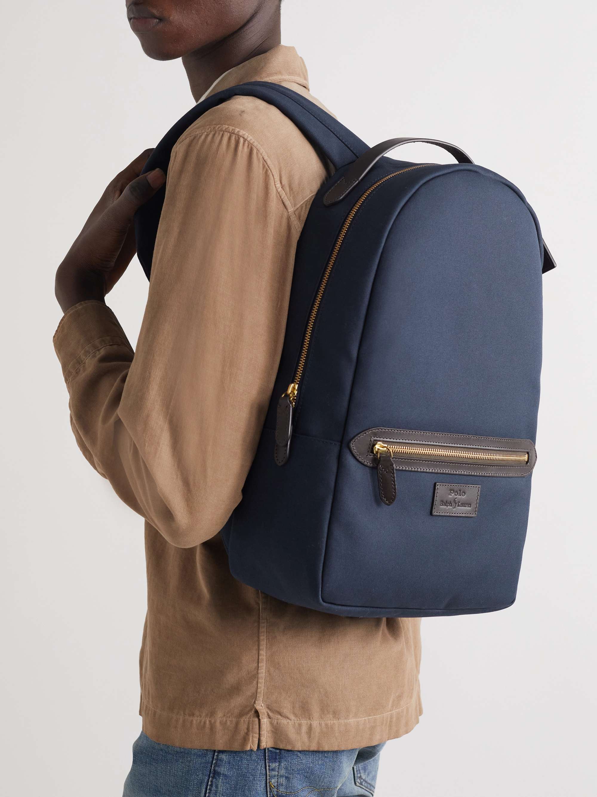 POLO RALPH LAUREN Leather-Trimmed Cotton-Canvas Backpack