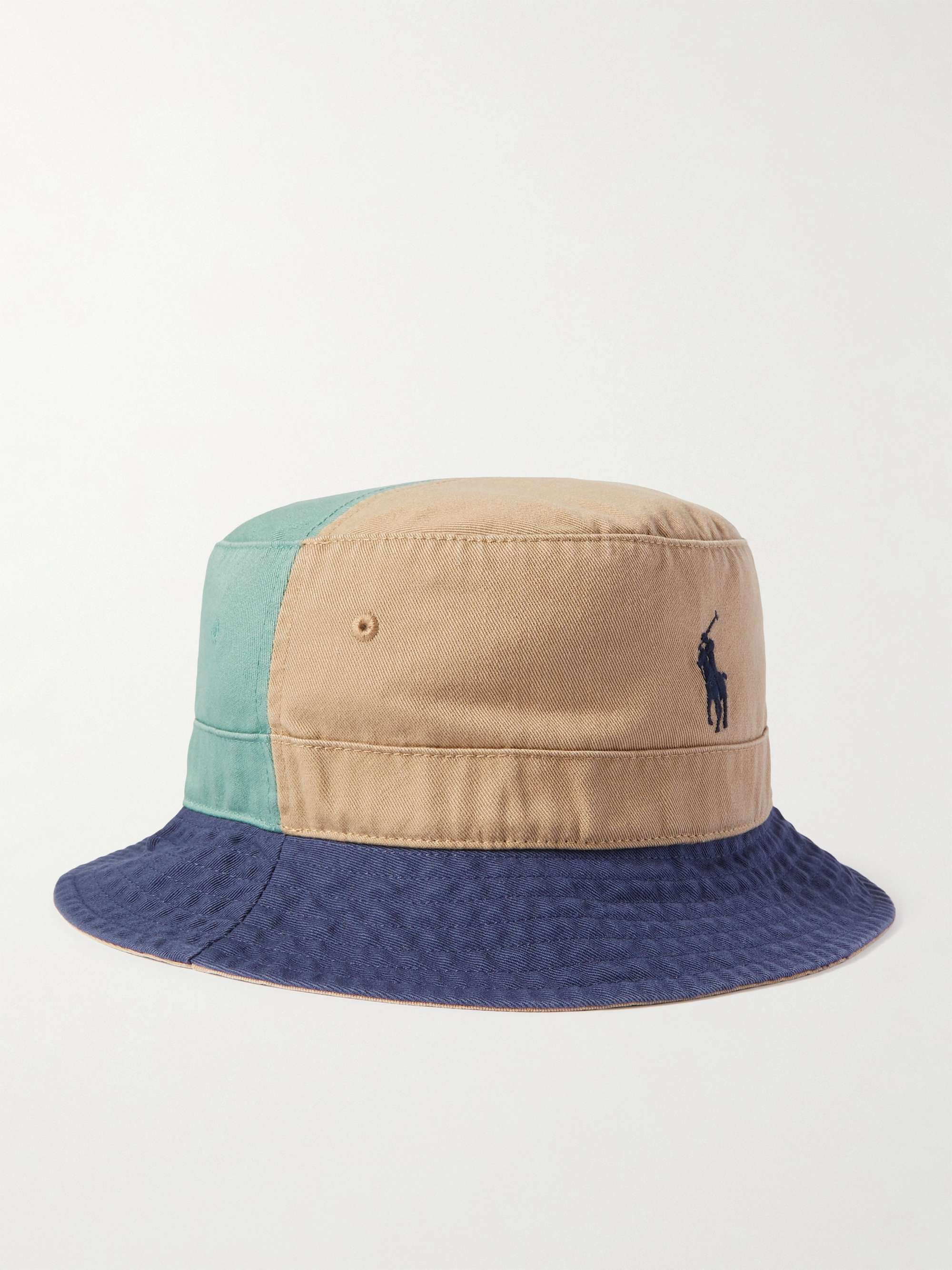 POLO RALPH LAUREN Logo-Embroidered Patchwork Cotton-Twill Bucket Hat