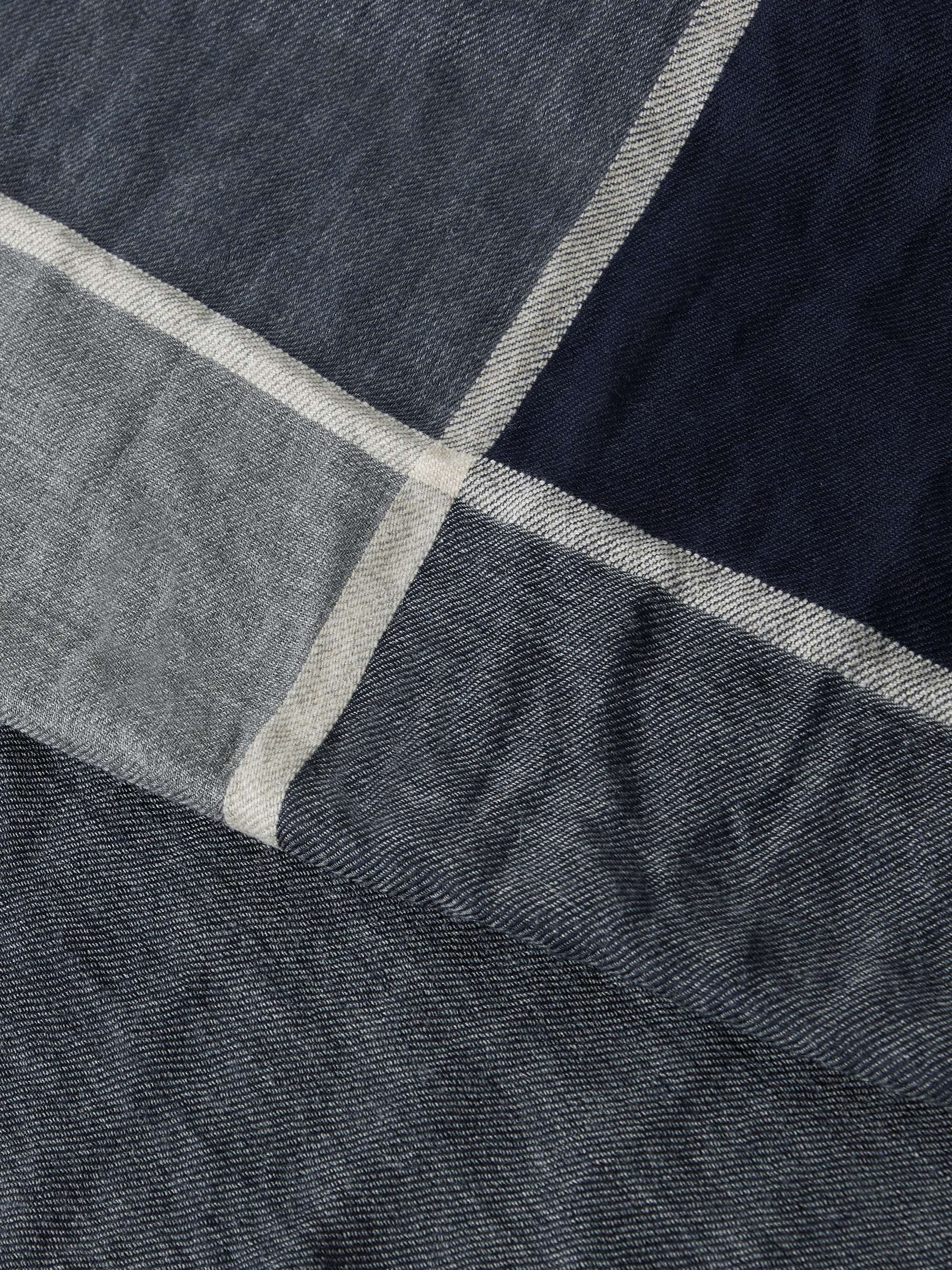 BRUNELLO CUCINELLI Fringed Striped Cashmere and Silk-Blend Scarf