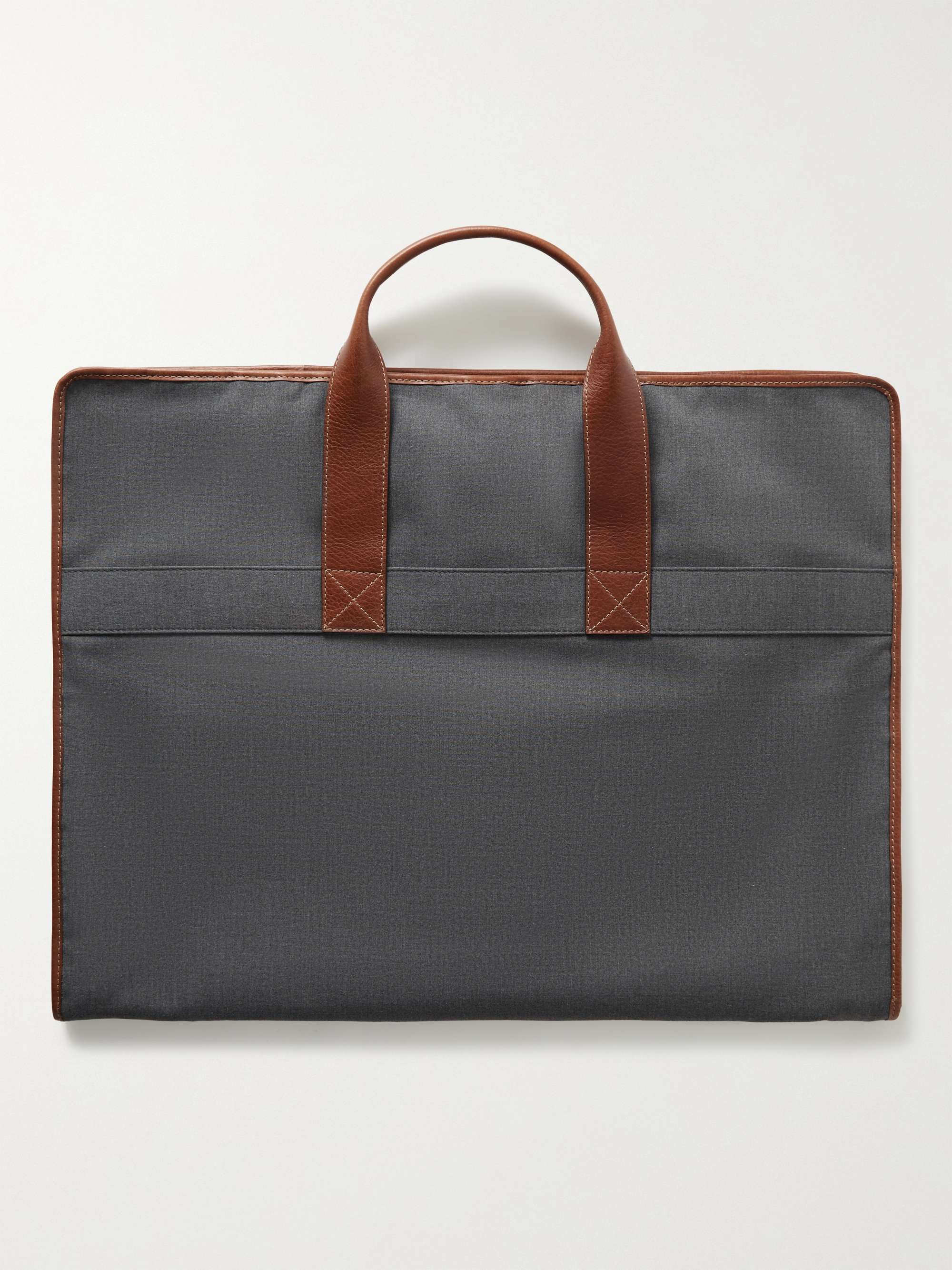 BRUNELLO CUCINELLI Leather-Trimmed Logo-Print Canvas Garment Bag