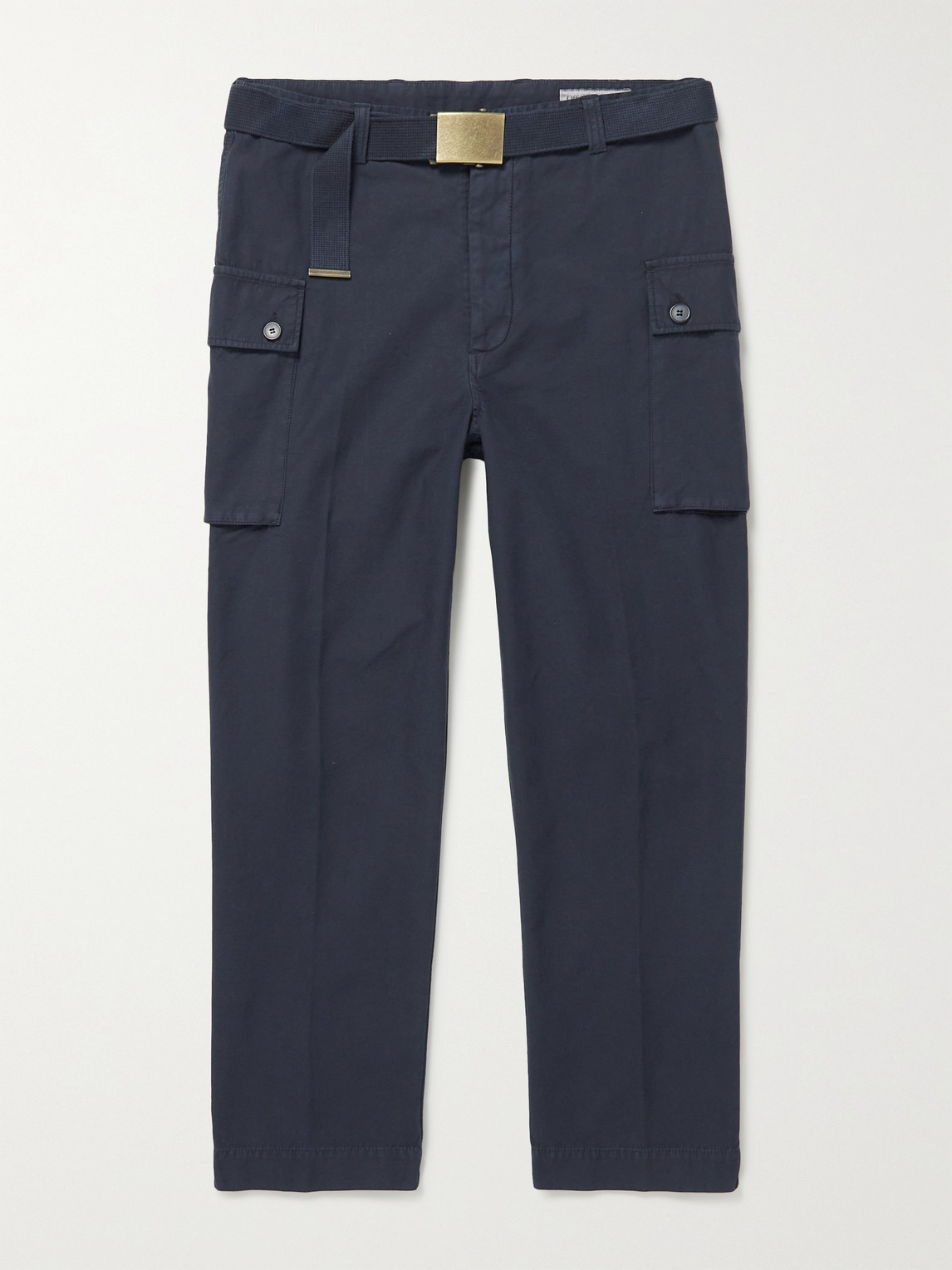 OFFICINE GENERALE MAXENCE BELTED GARMENT-DYED COTTON CARGO TROUSERS